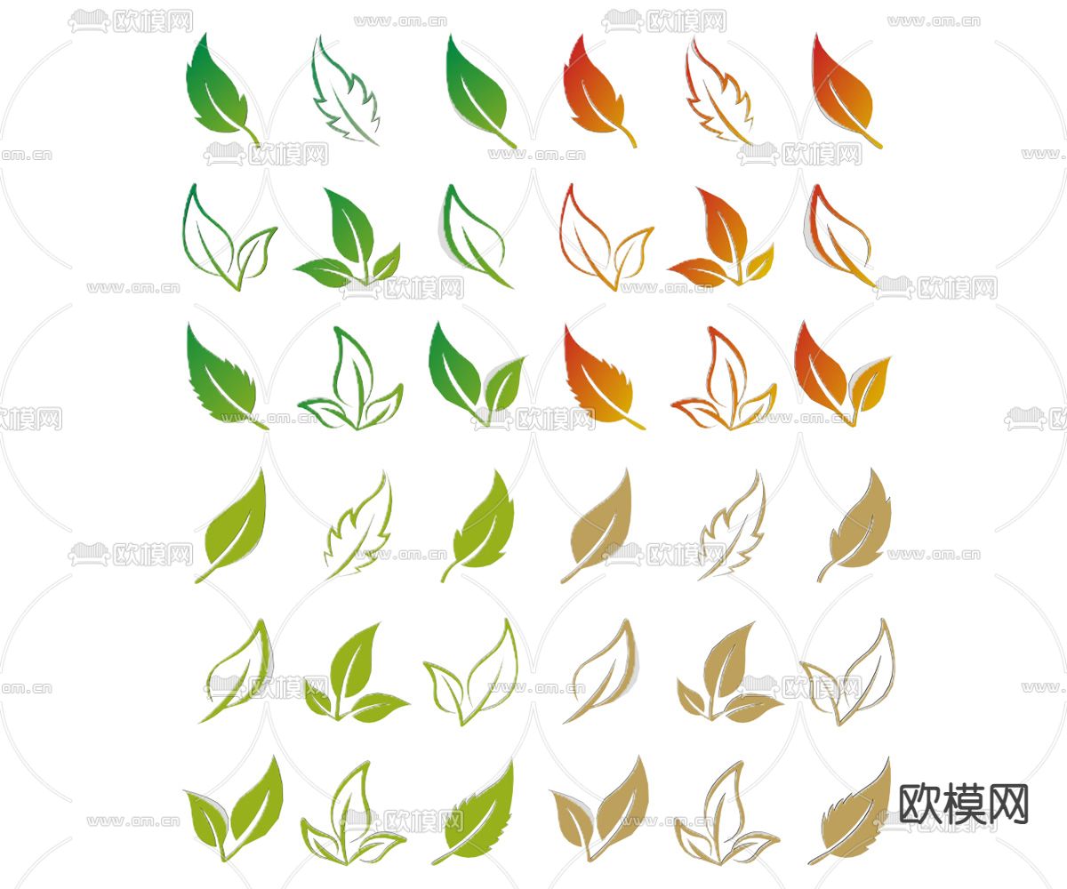 枫叶剪影 植物元素 墙饰su模型下载（渲染图2）
