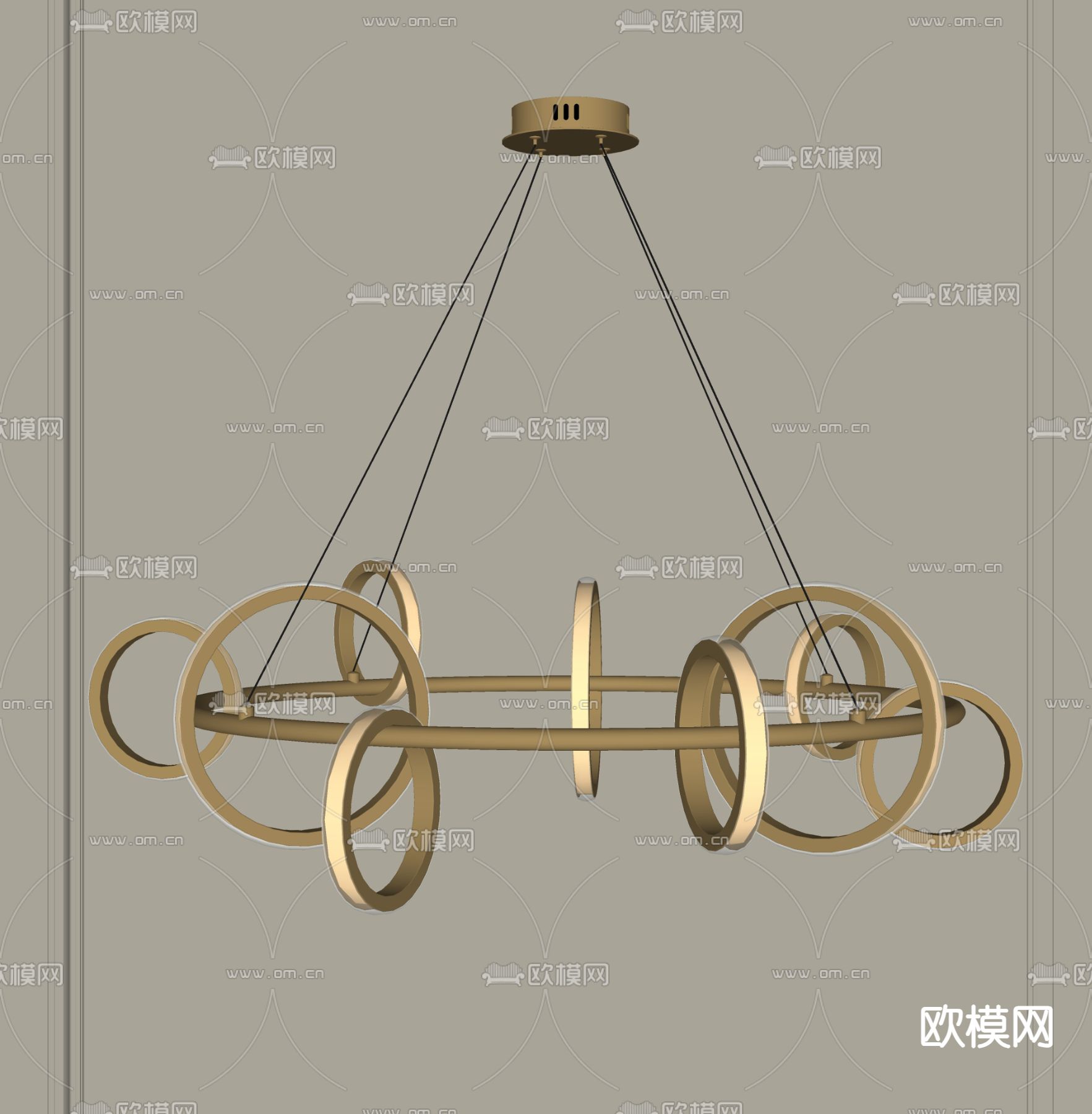 现代环形吊灯su模型