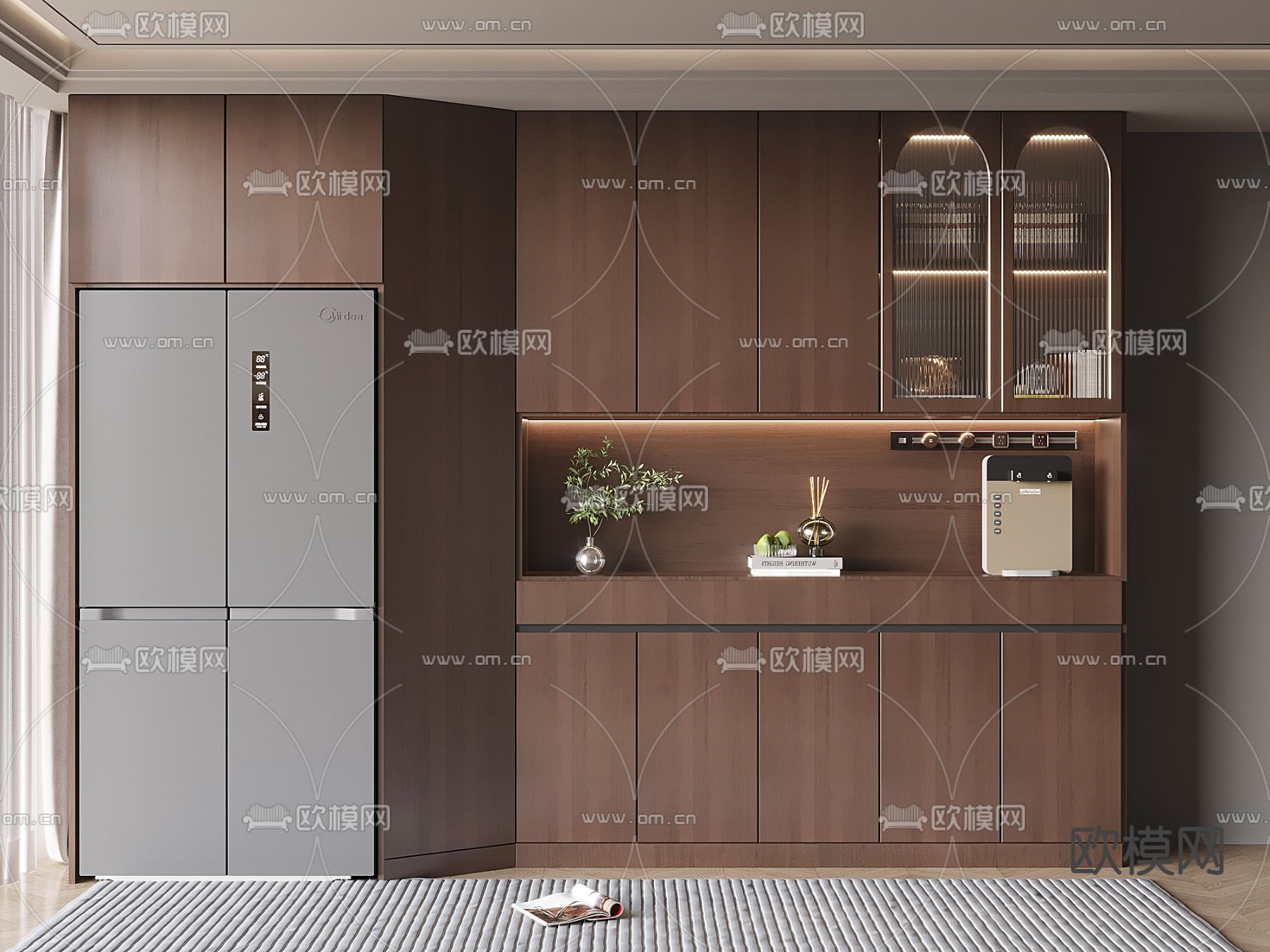 中古风酒柜 餐边柜su模型下载（渲染图2）