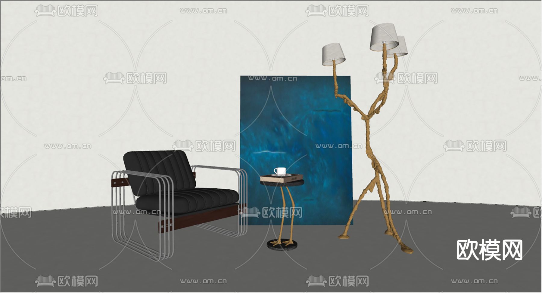创意落地灯su模型下载（渲染图1）