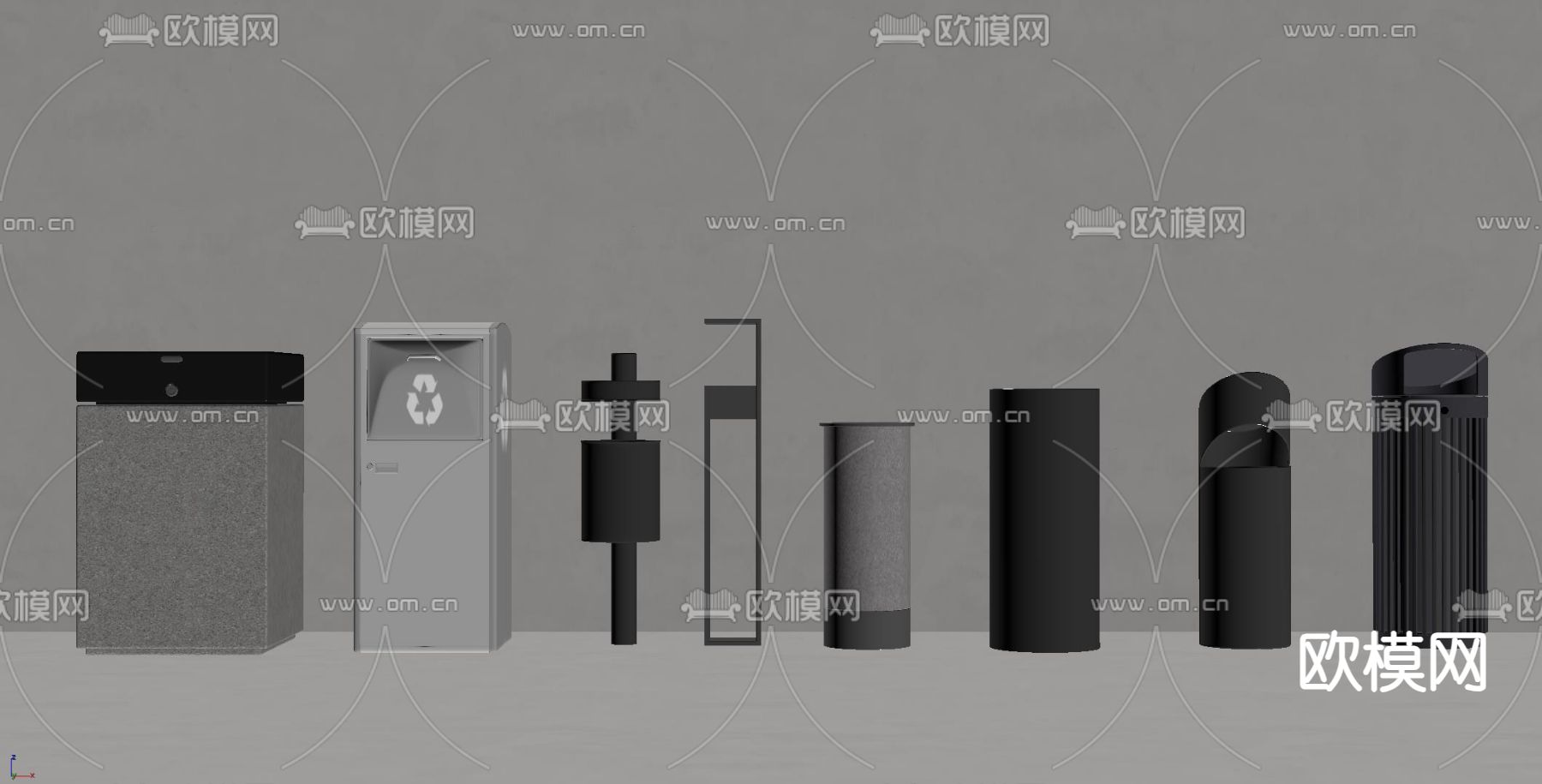 公共垃圾箱 分类垃圾箱su模型下载（渲染图1）