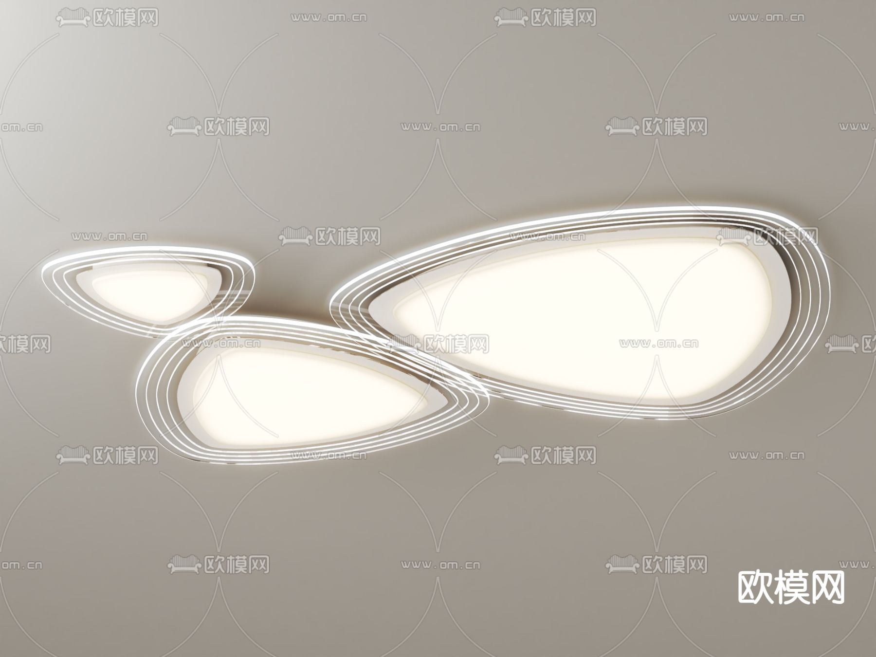 圆形吸顶灯 几何吸顶灯su模型下载（渲染图3）