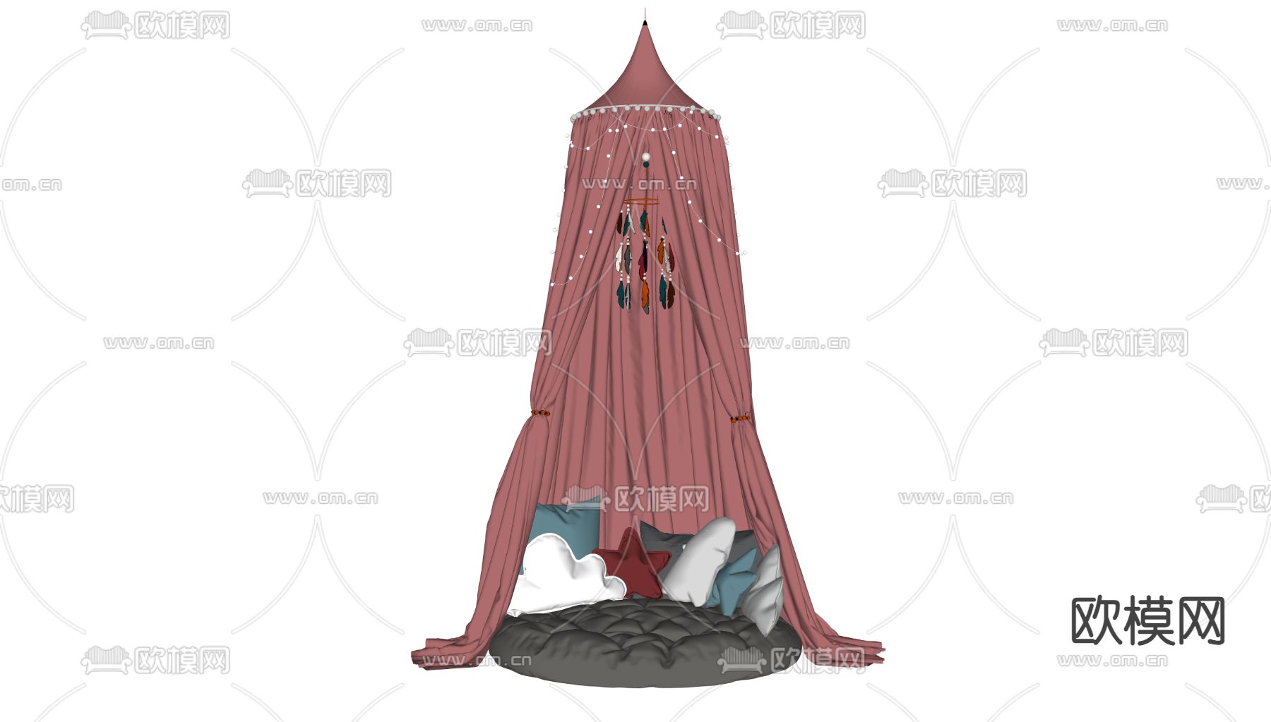 现代儿童床su模型下载（渲染图1）