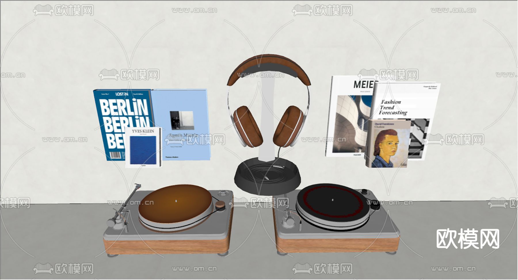 数码产品 耳机 唱片机su模型下载（渲染图2）