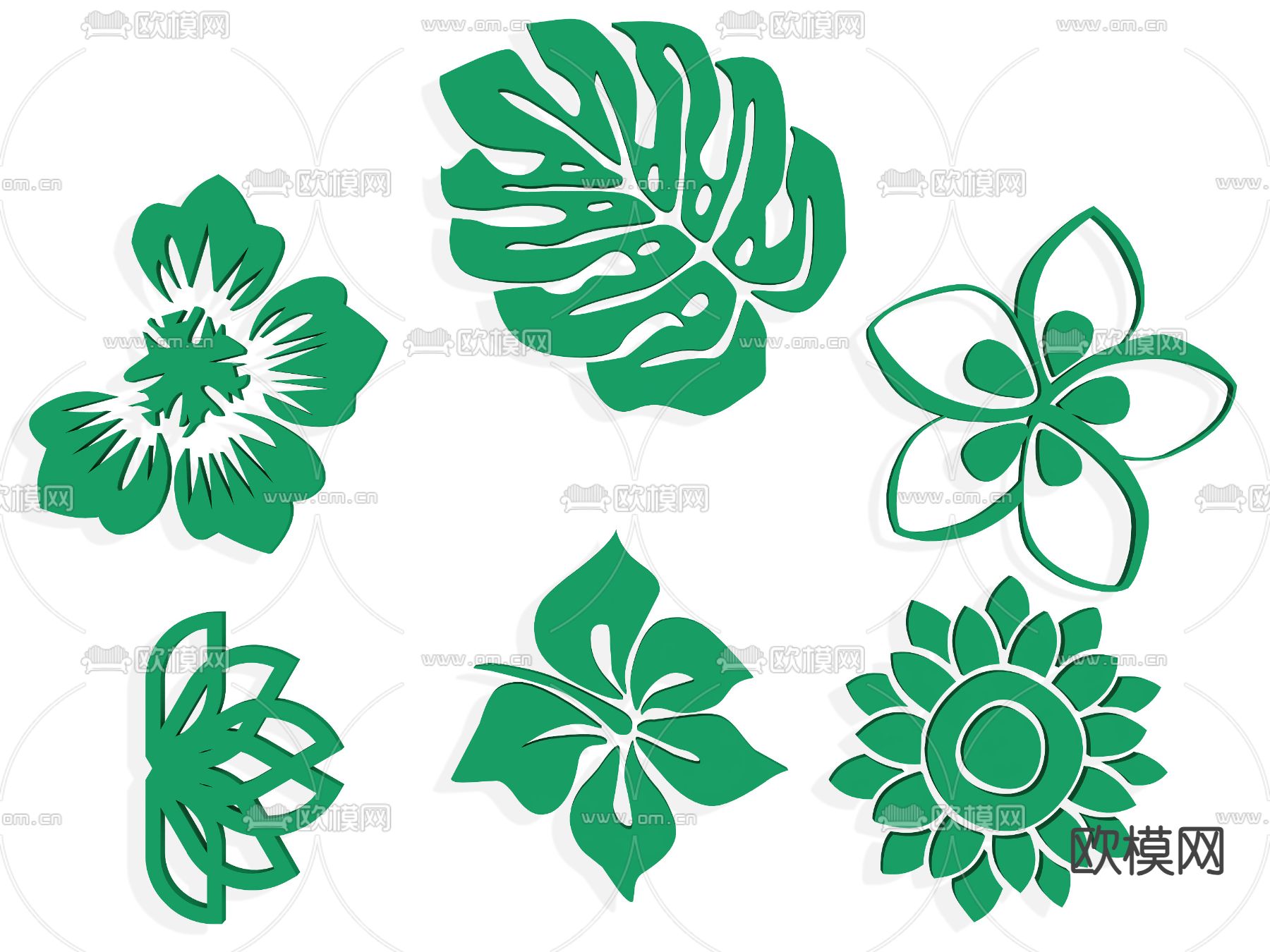枫叶剪影 植物元素 墙饰su模型下载（渲染图2）