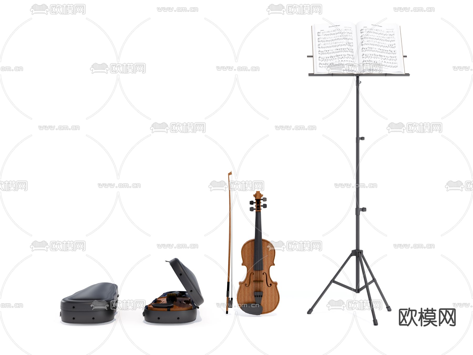 乐器 小提琴 乐谱su模型下载（渲染图2）