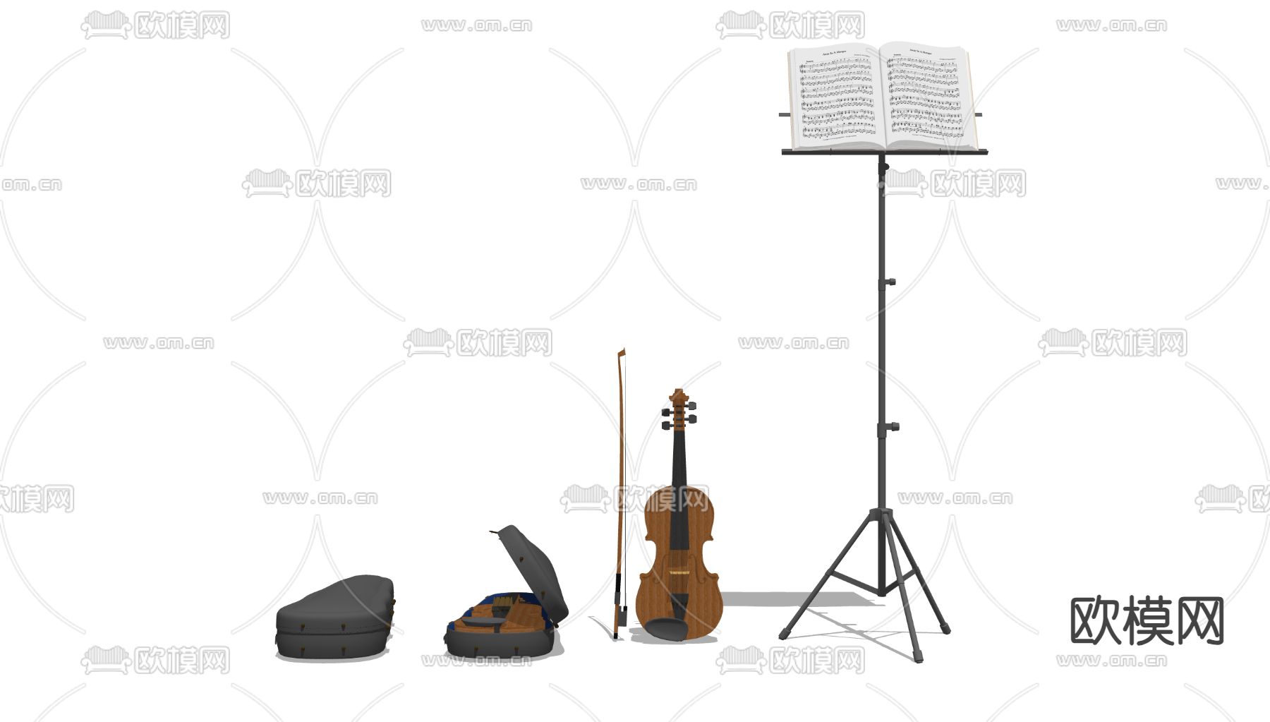 乐器 小提琴 乐谱su模型下载（渲染图1）