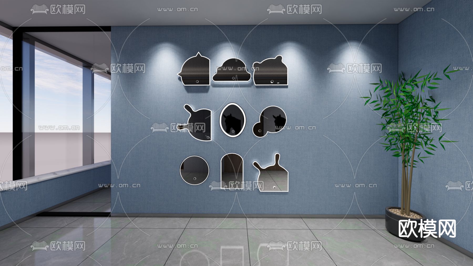 镜子 异形镜 装饰镜su模型下载（渲染图2）