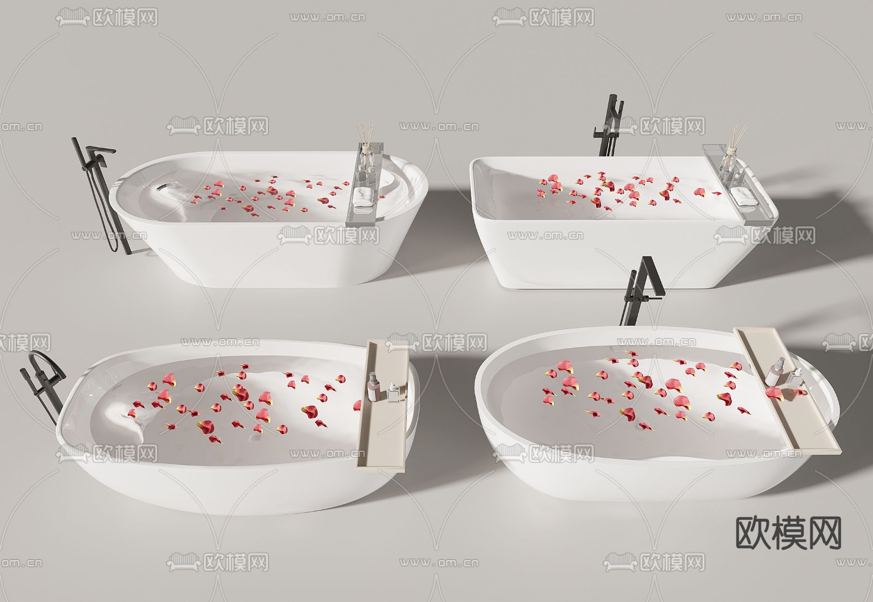 现代浴缸su模型下载（渲染图2）