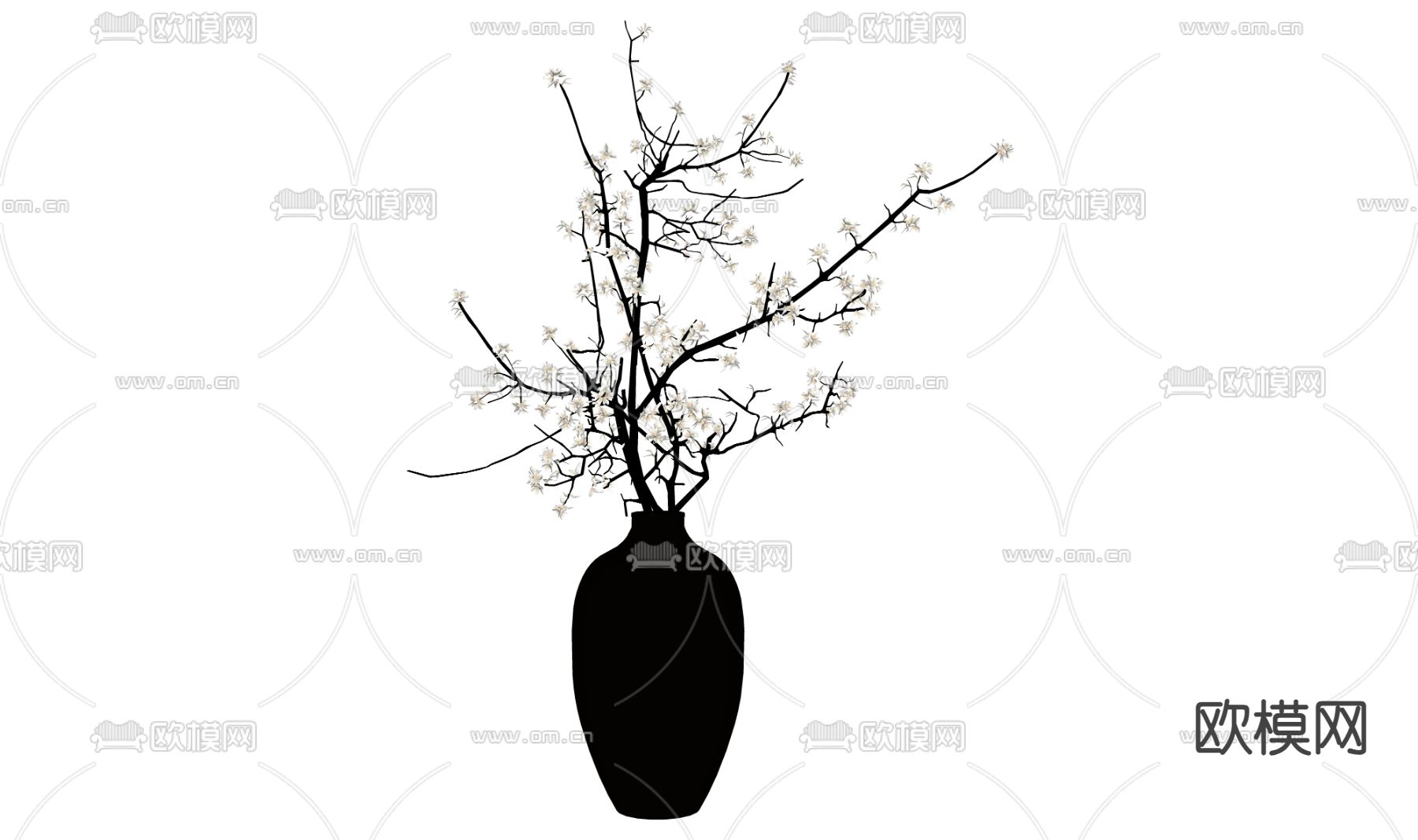 侘寂花瓶 花艺 干枝摆件su模型下载（渲染图1）
