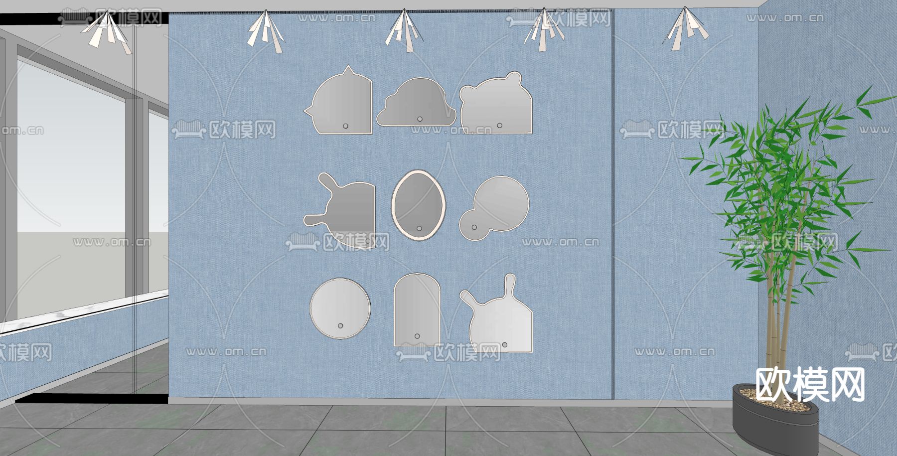 镜子 异形镜 装饰镜su模型下载（渲染图1）