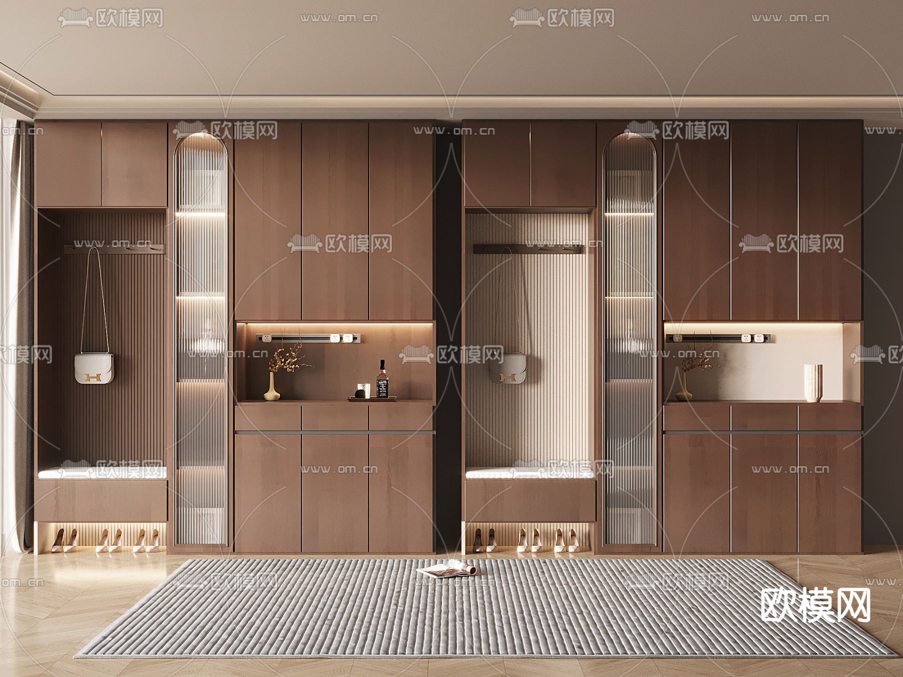 中古风鞋柜su模型下载（渲染图2）