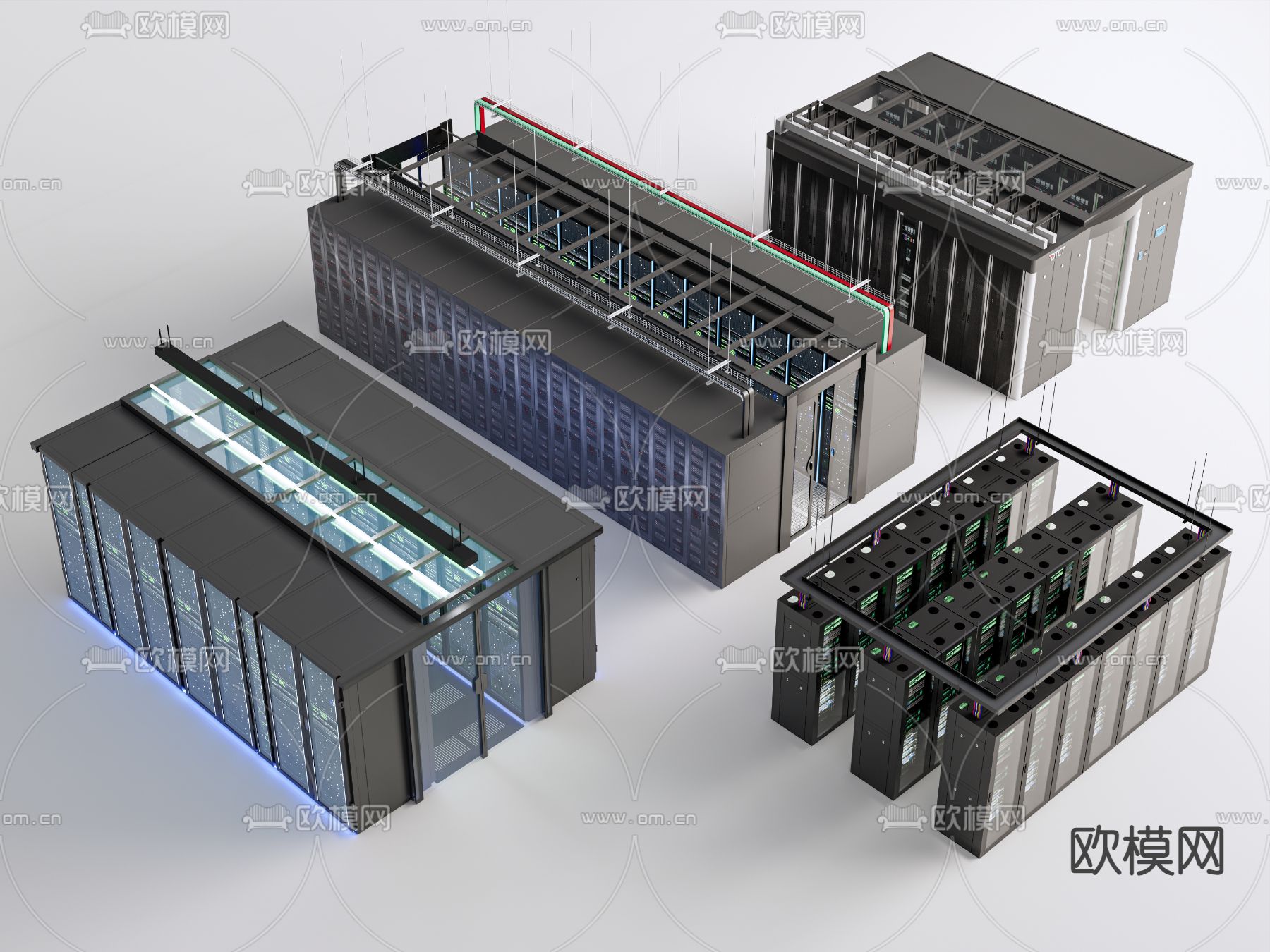 服务器机柜 存储机柜 机房设备su模型下载（渲染图2）
