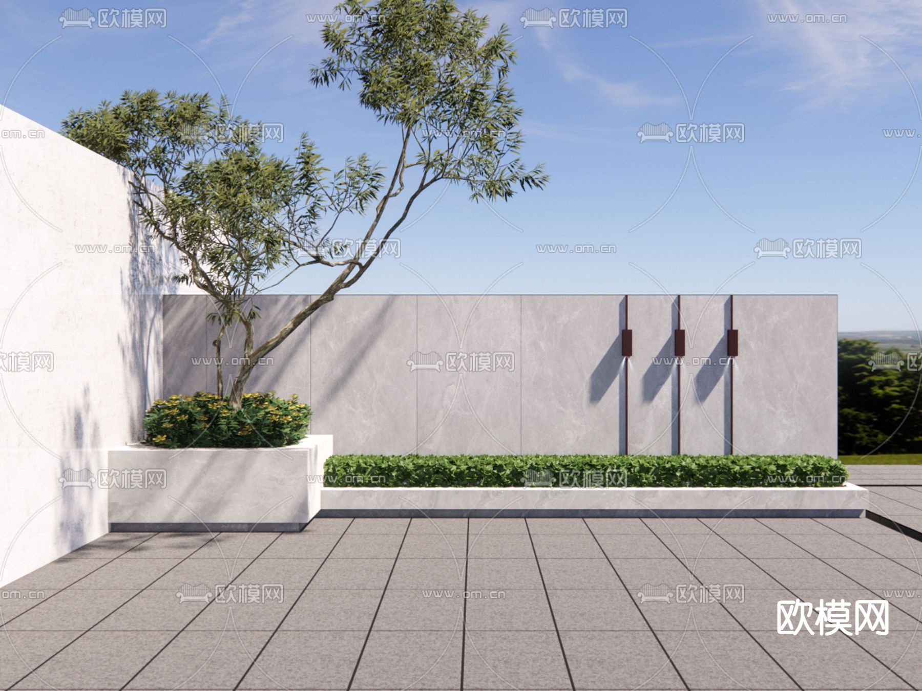 树池 花坛 花箱su模型下载（渲染图2）