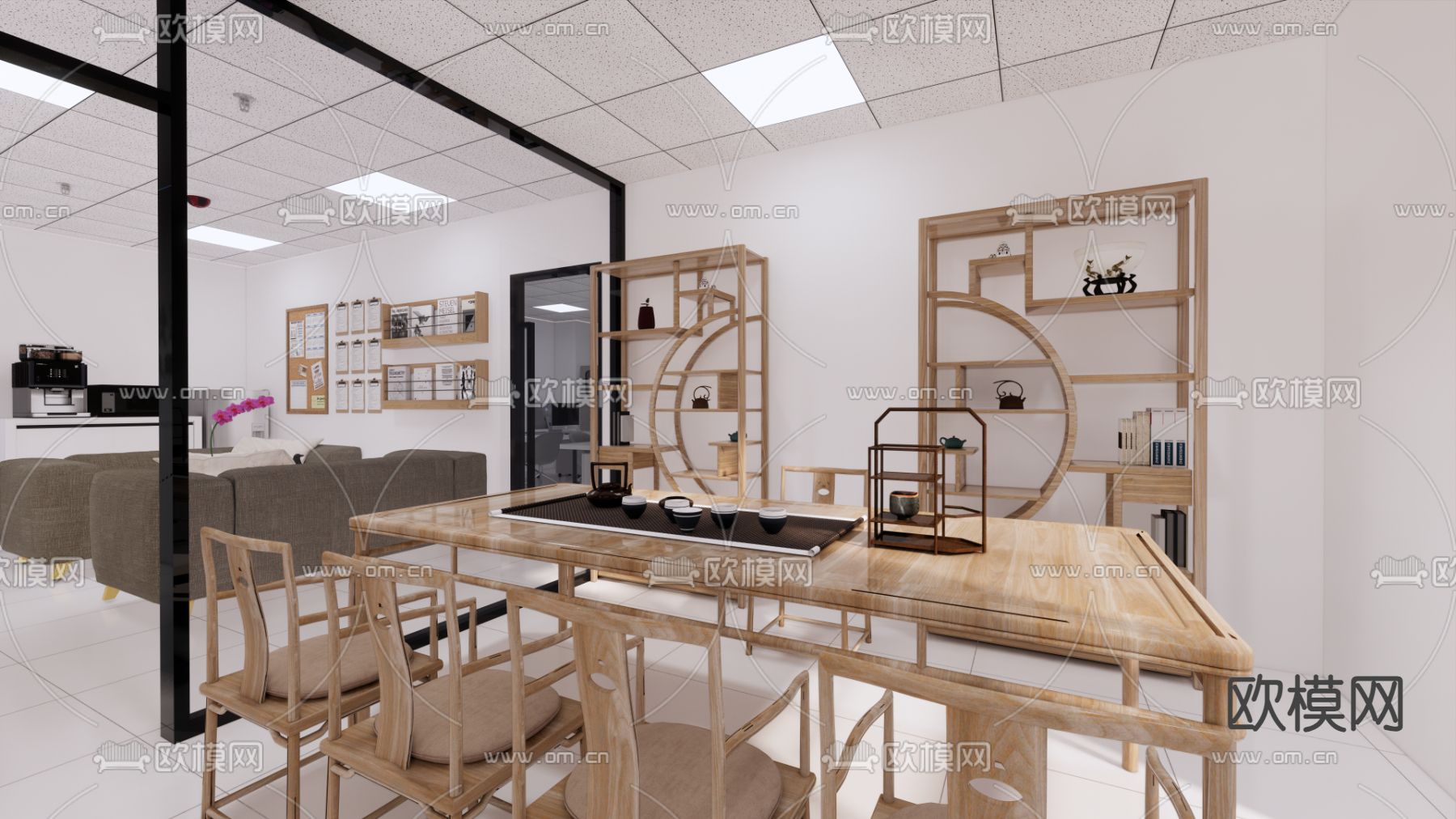 现代办公室su模型下载（渲染图3）