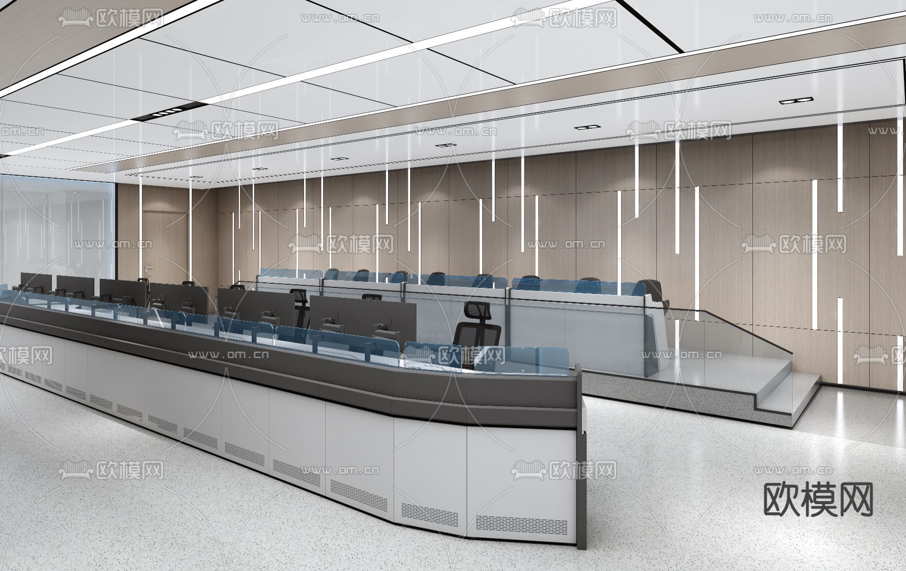 指挥中心 监控室 调度室su模型下载（渲染图3）