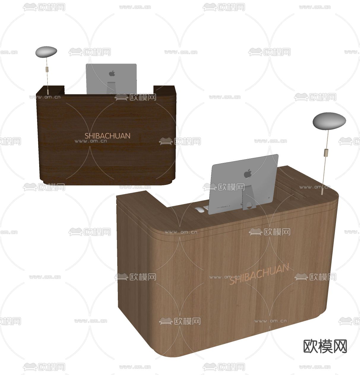 Kartell 前台 服务台 接待台su模型下载（渲染图1）