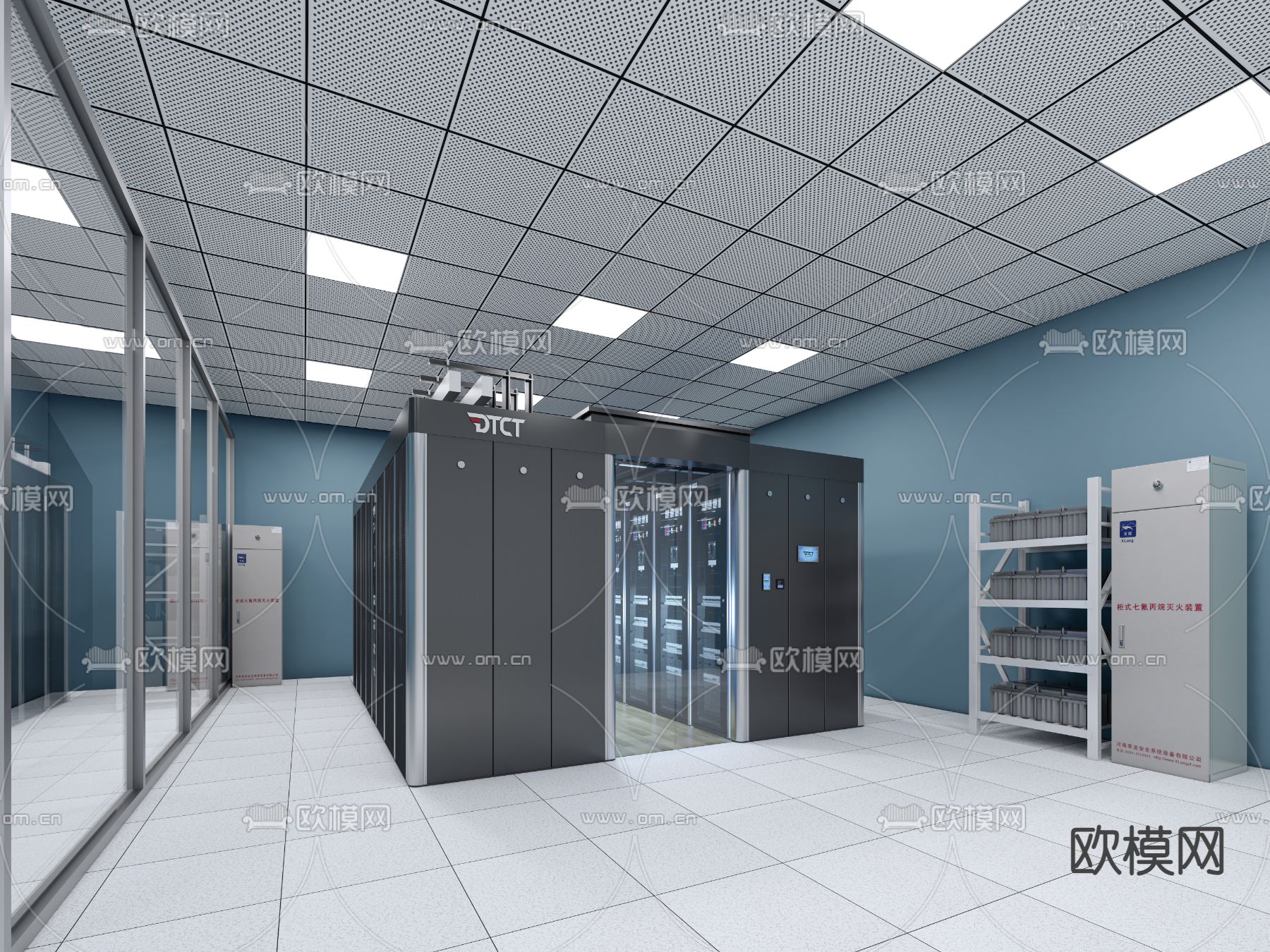 现代服务器 机房 网络设备su模型下载（渲染图2）