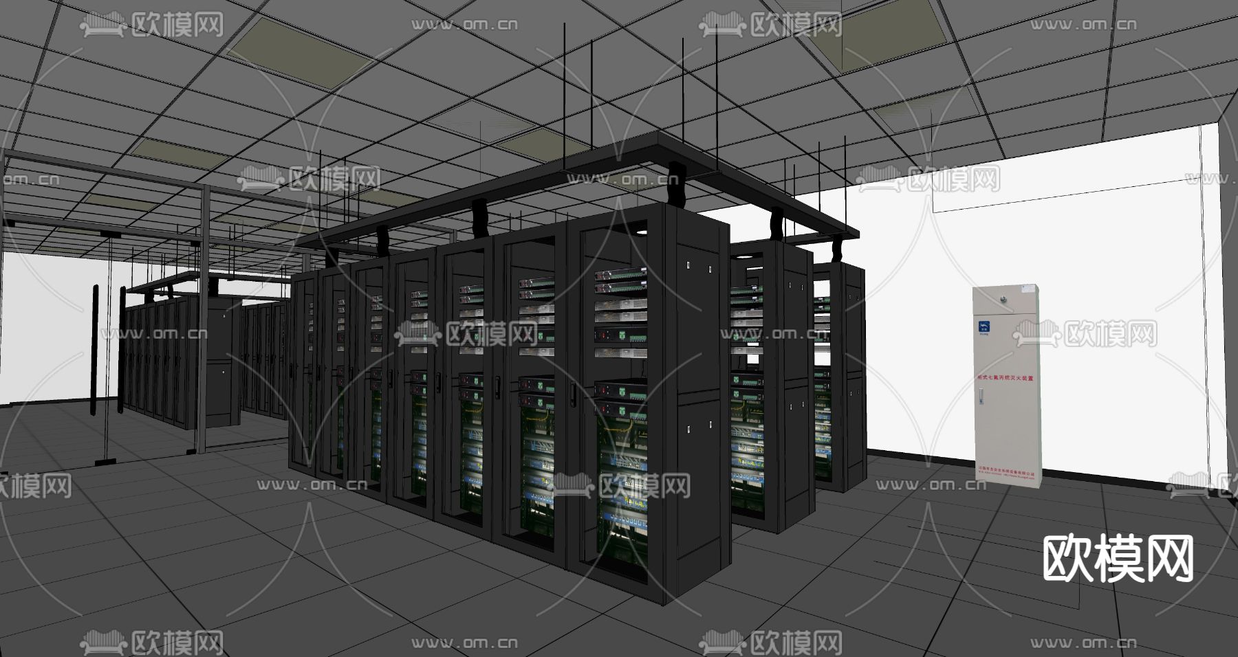 现代服务器 机房 网络设备 数据库su模型下载（渲染图1）