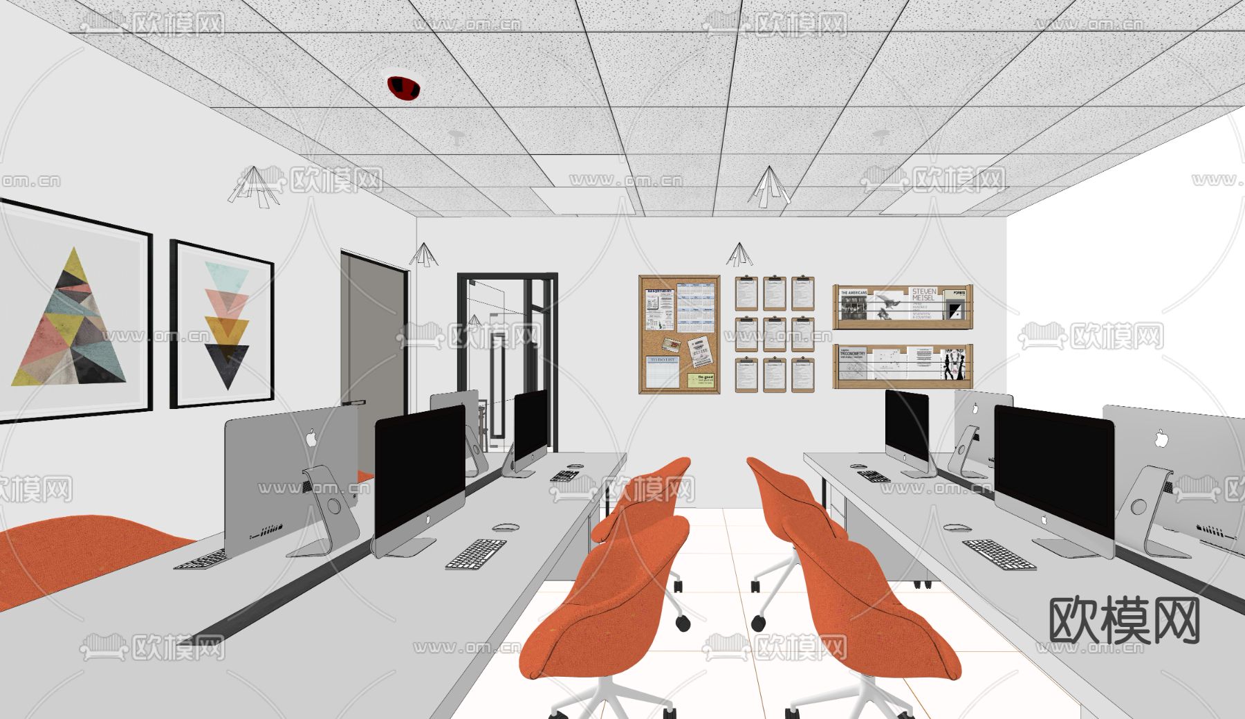 现代办公室su模型下载（渲染图1）