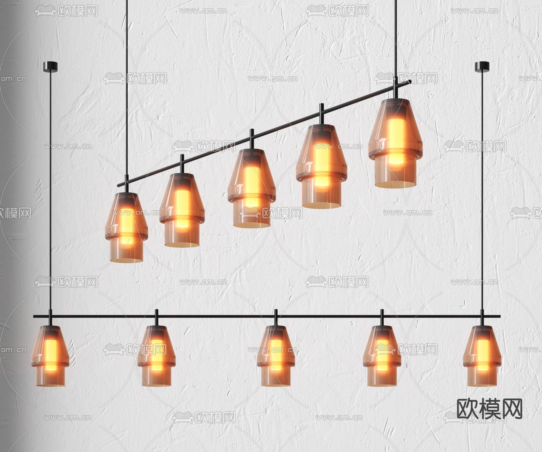现代吊灯su模型下载（渲染图2）