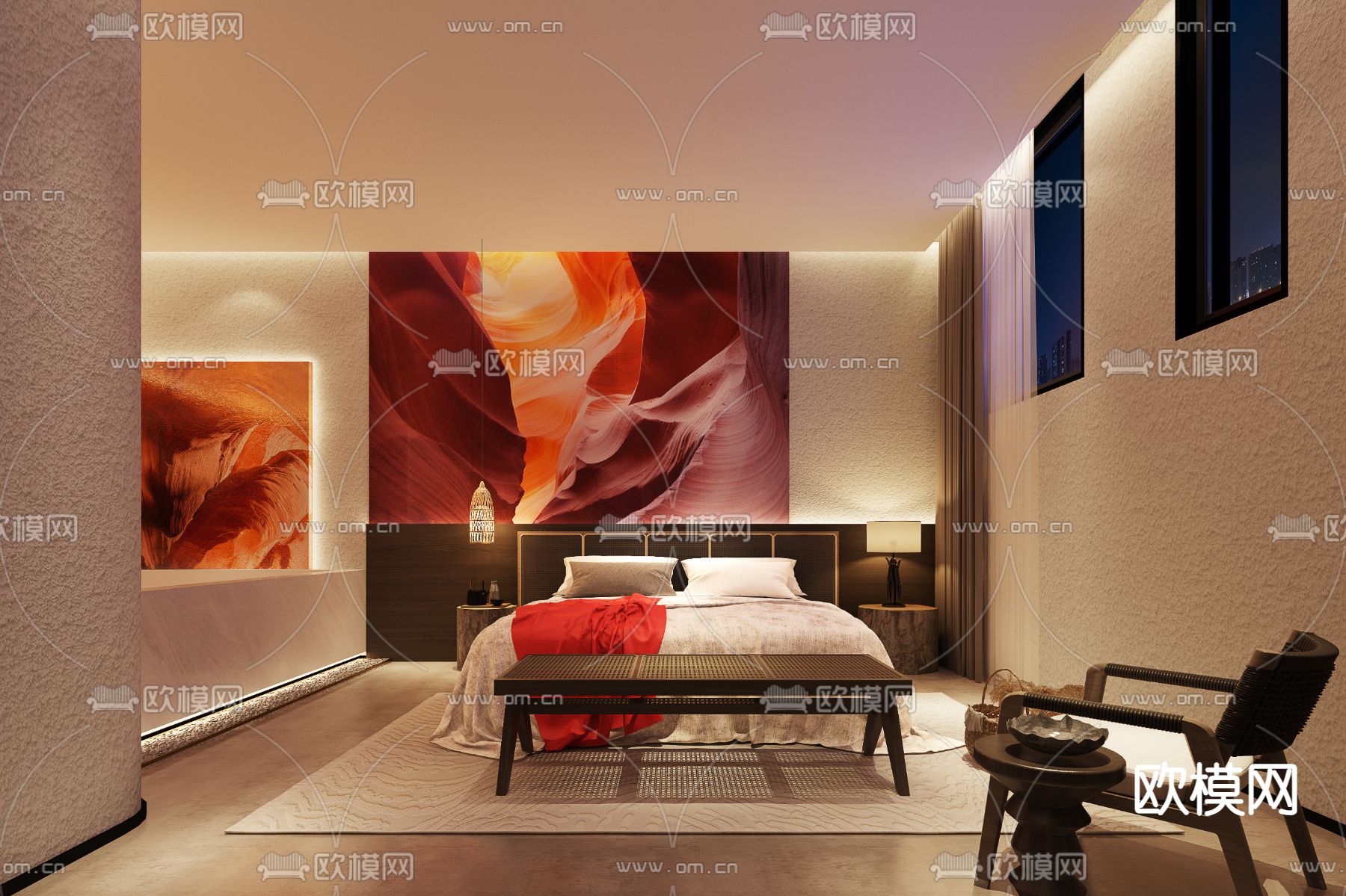 酒店民宿 客房3d模型下载（渲染图1）