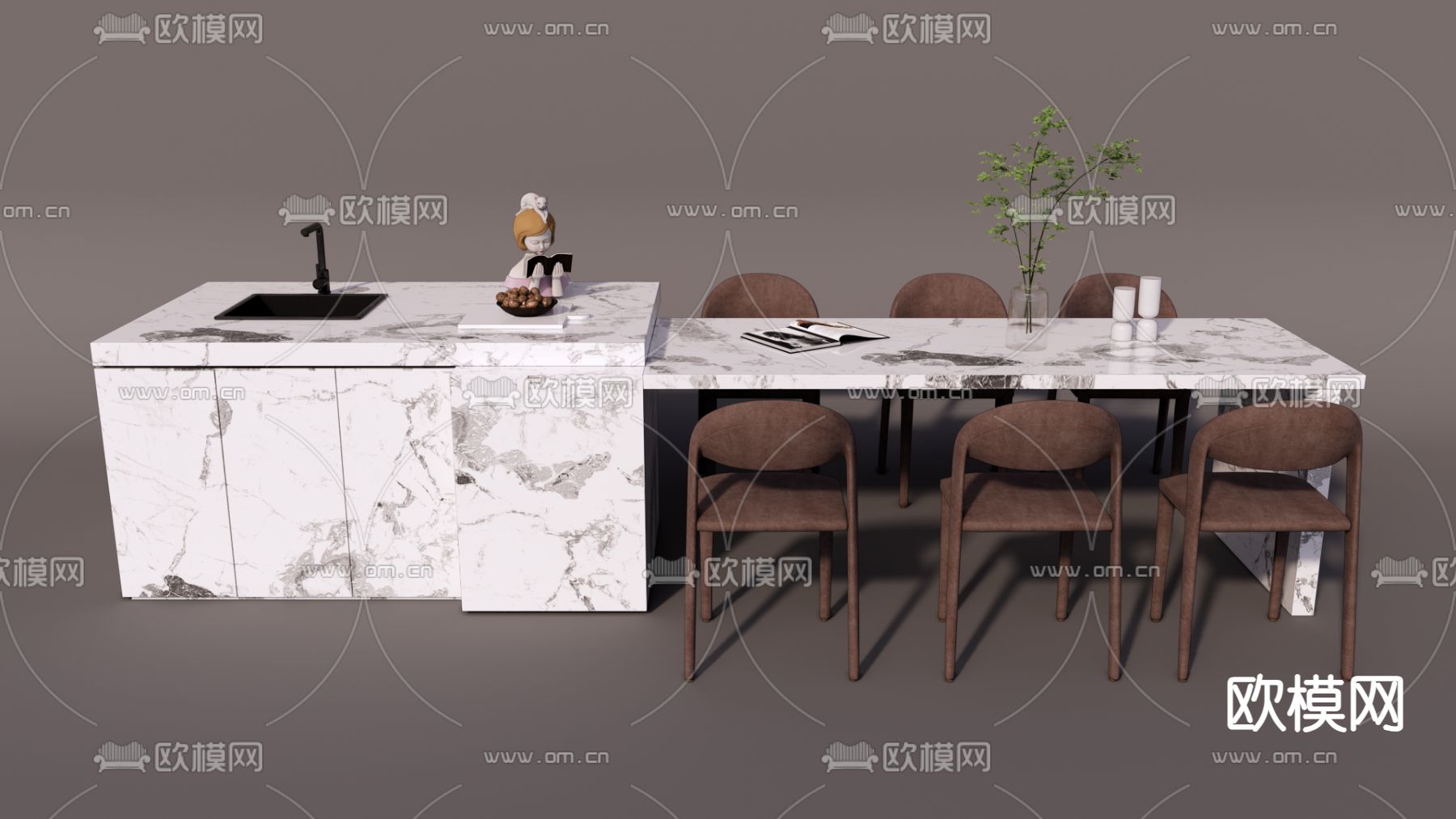 吧台餐桌椅su模型下载（渲染图3）