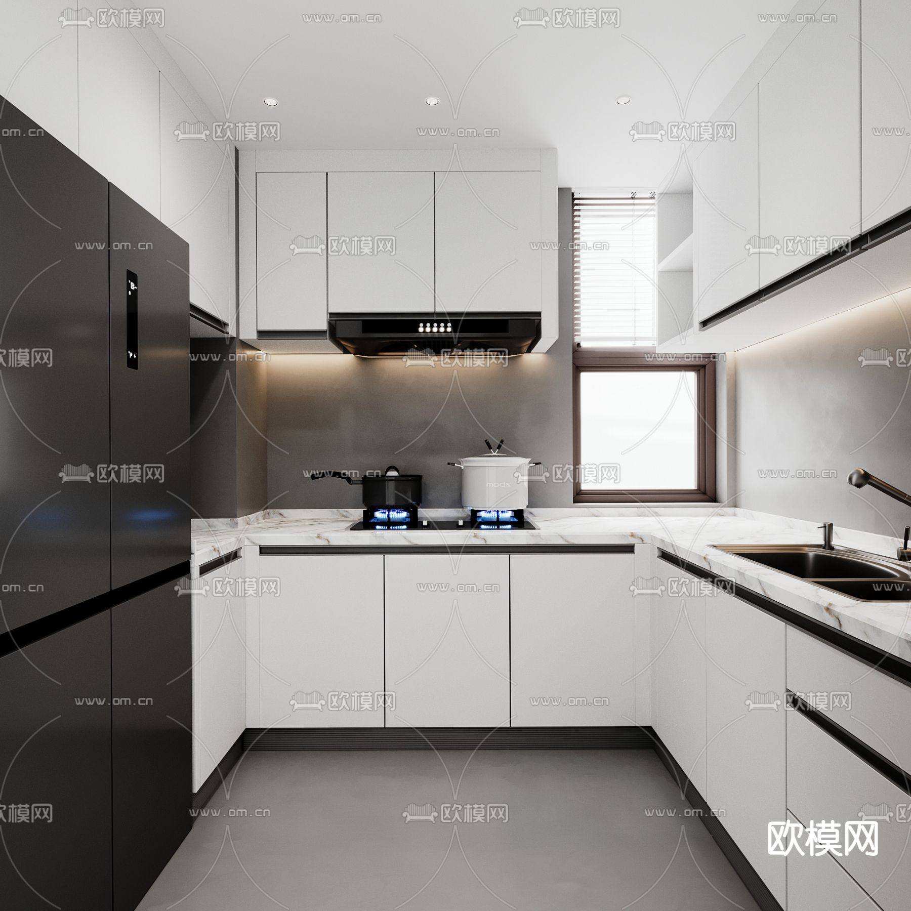 现代厨房 橱柜3d模型下载