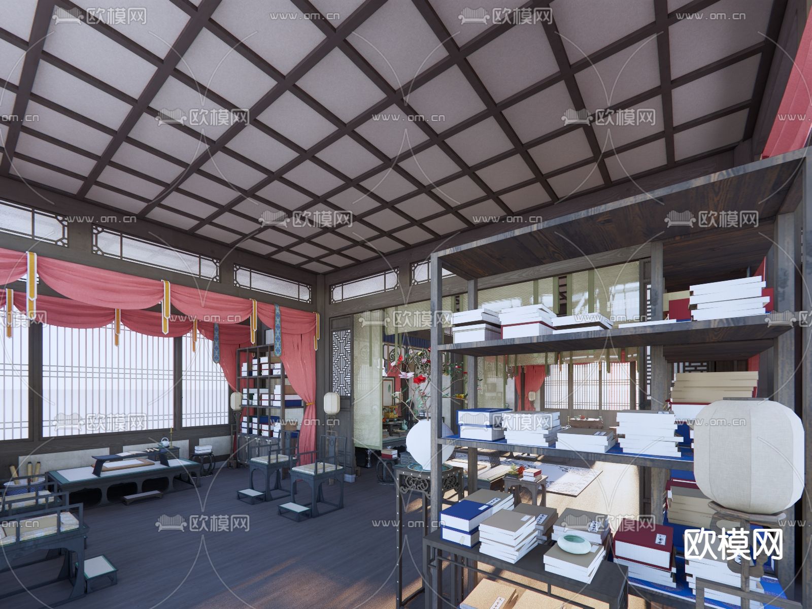 中式影视大堂su模型下载（渲染图2）
