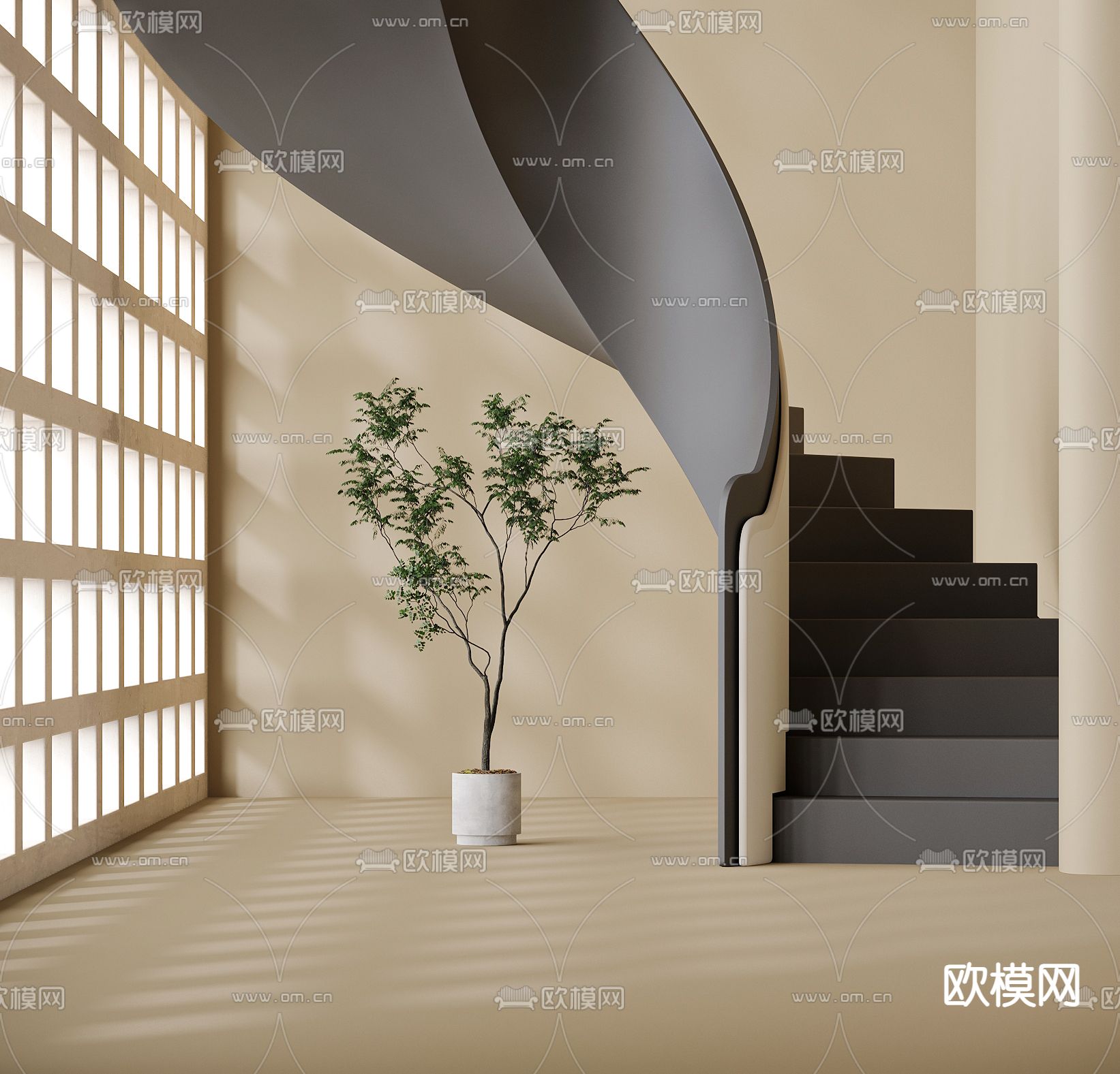 旋转楼梯3d模型下载