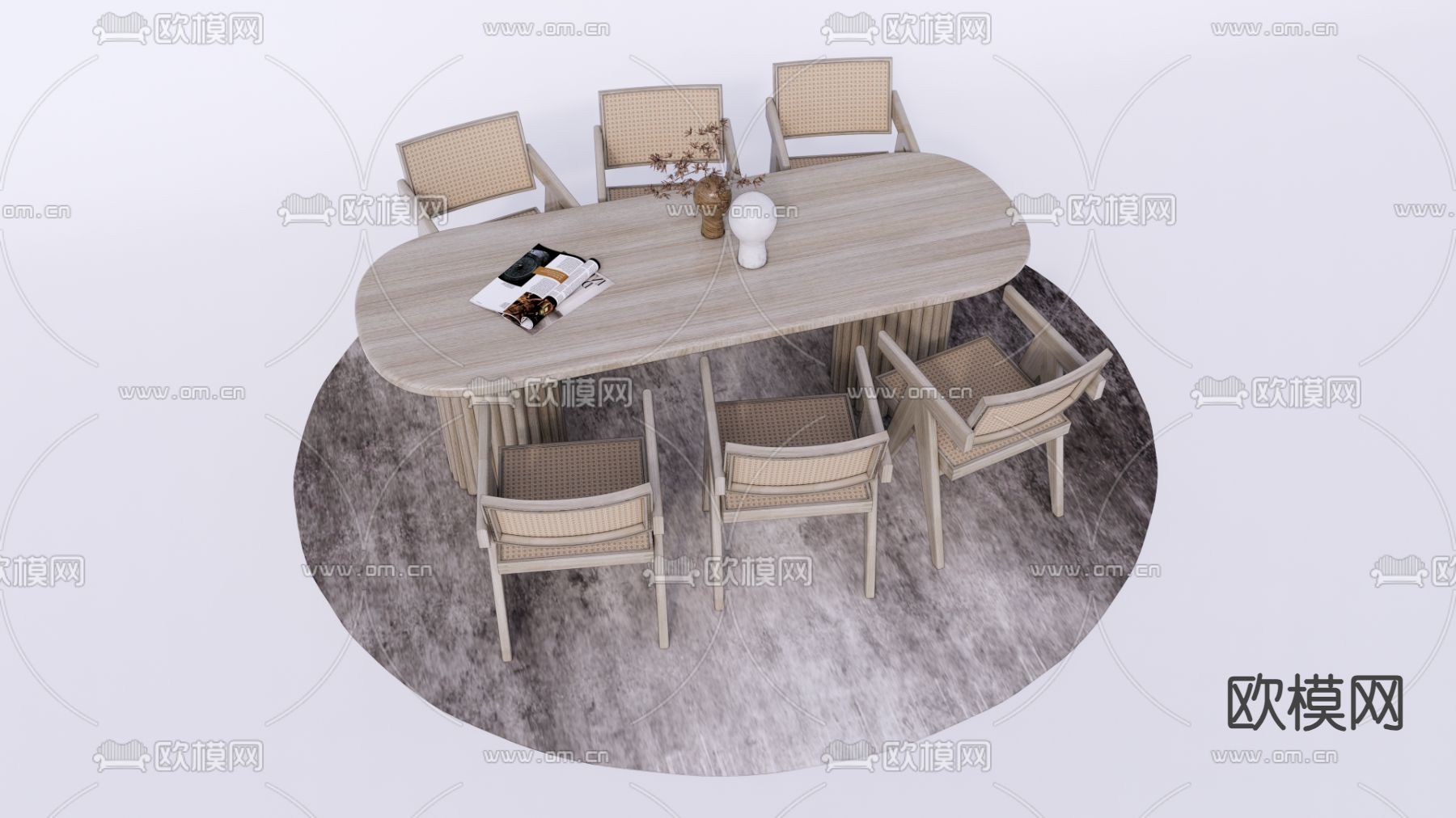 户外桌椅su模型下载（渲染图1）