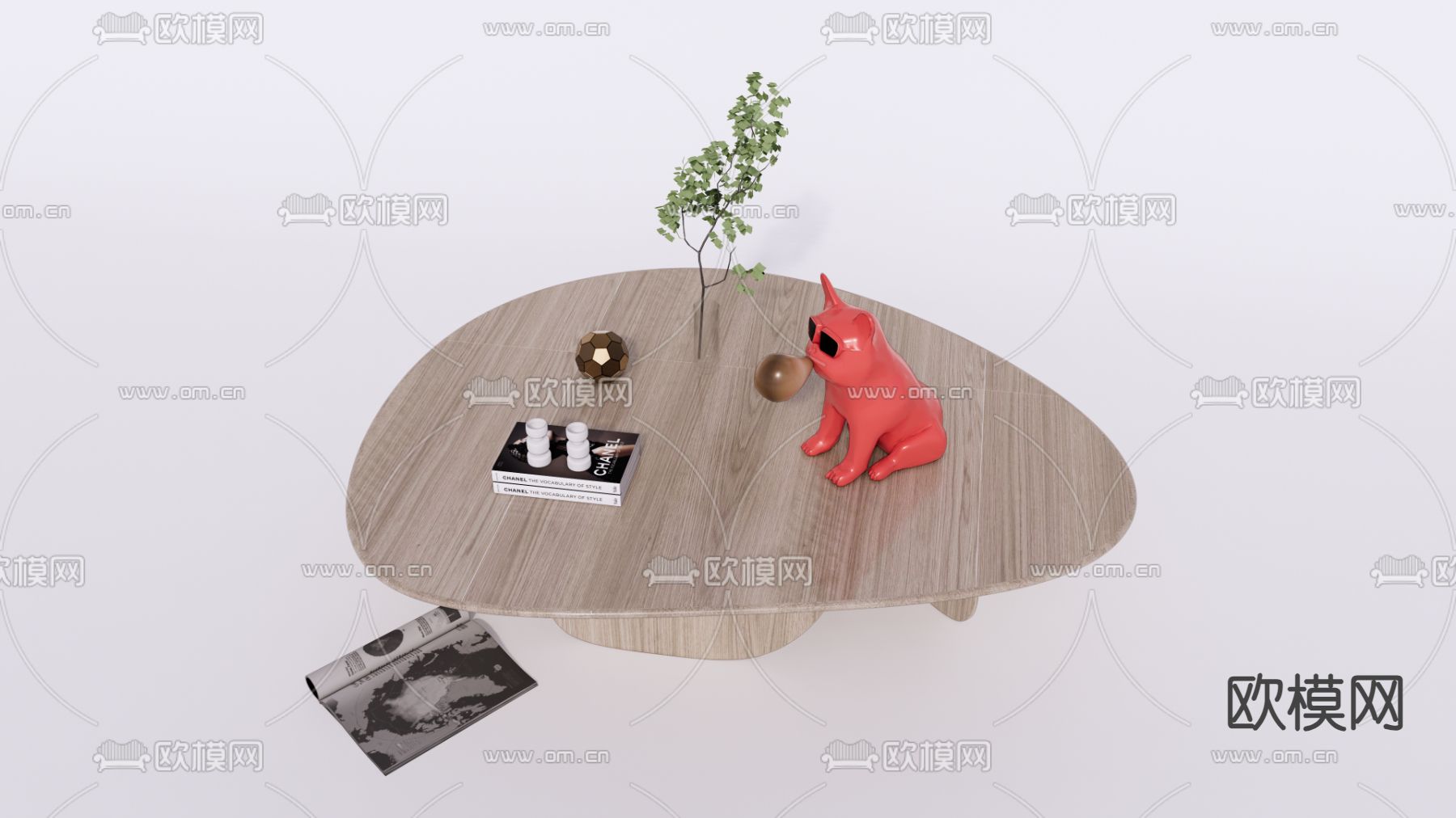 现代茶几su模型下载（渲染图3）