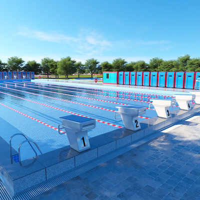 户外游泳池 水池3d模型