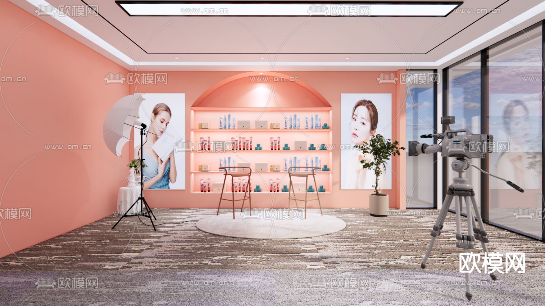 护肤直播间su模型下载（渲染图1）