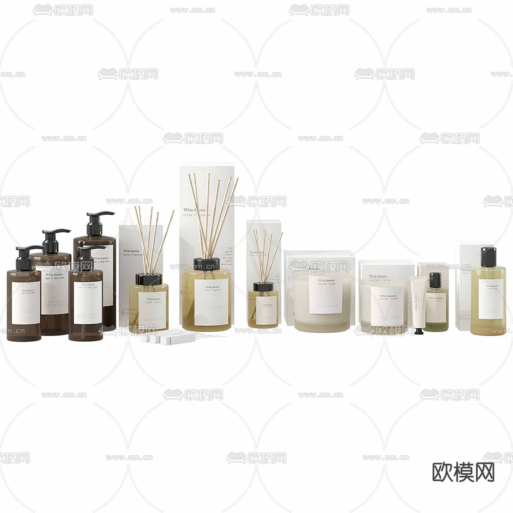 洗浴用品 洗发水 沐浴露 香薰3d模型下载（渲染图1）
