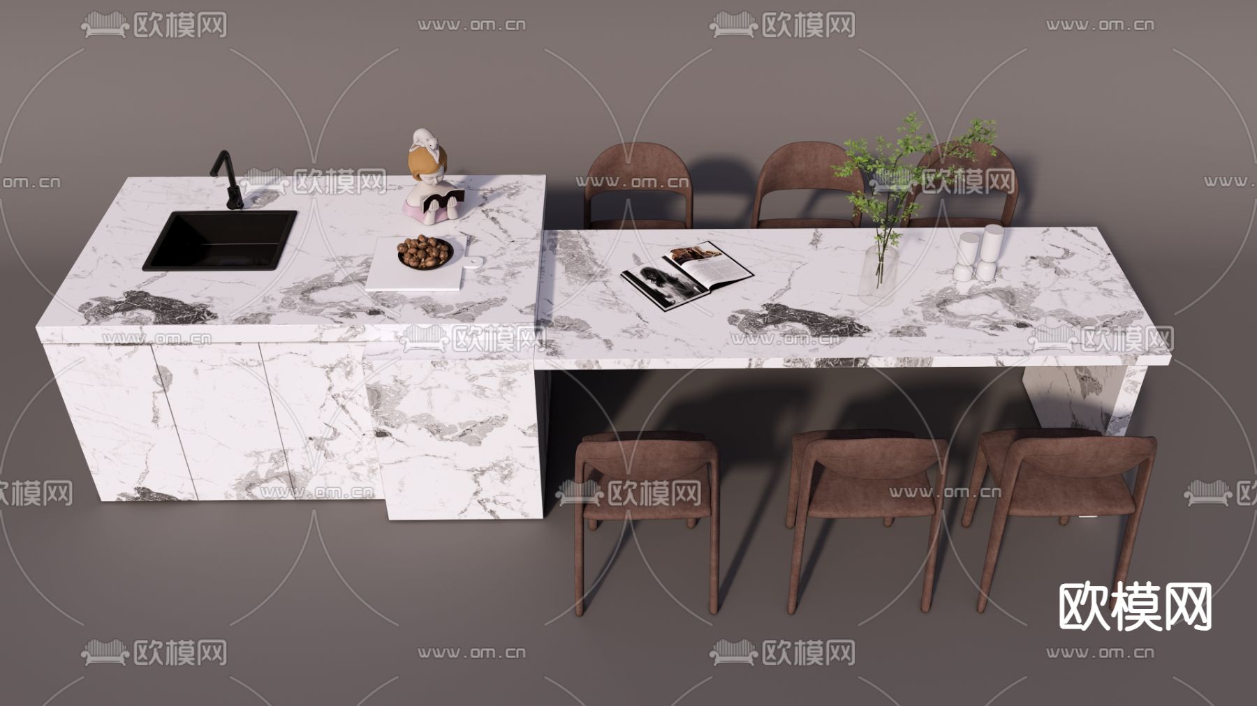 吧台餐桌椅su模型下载（渲染图2）