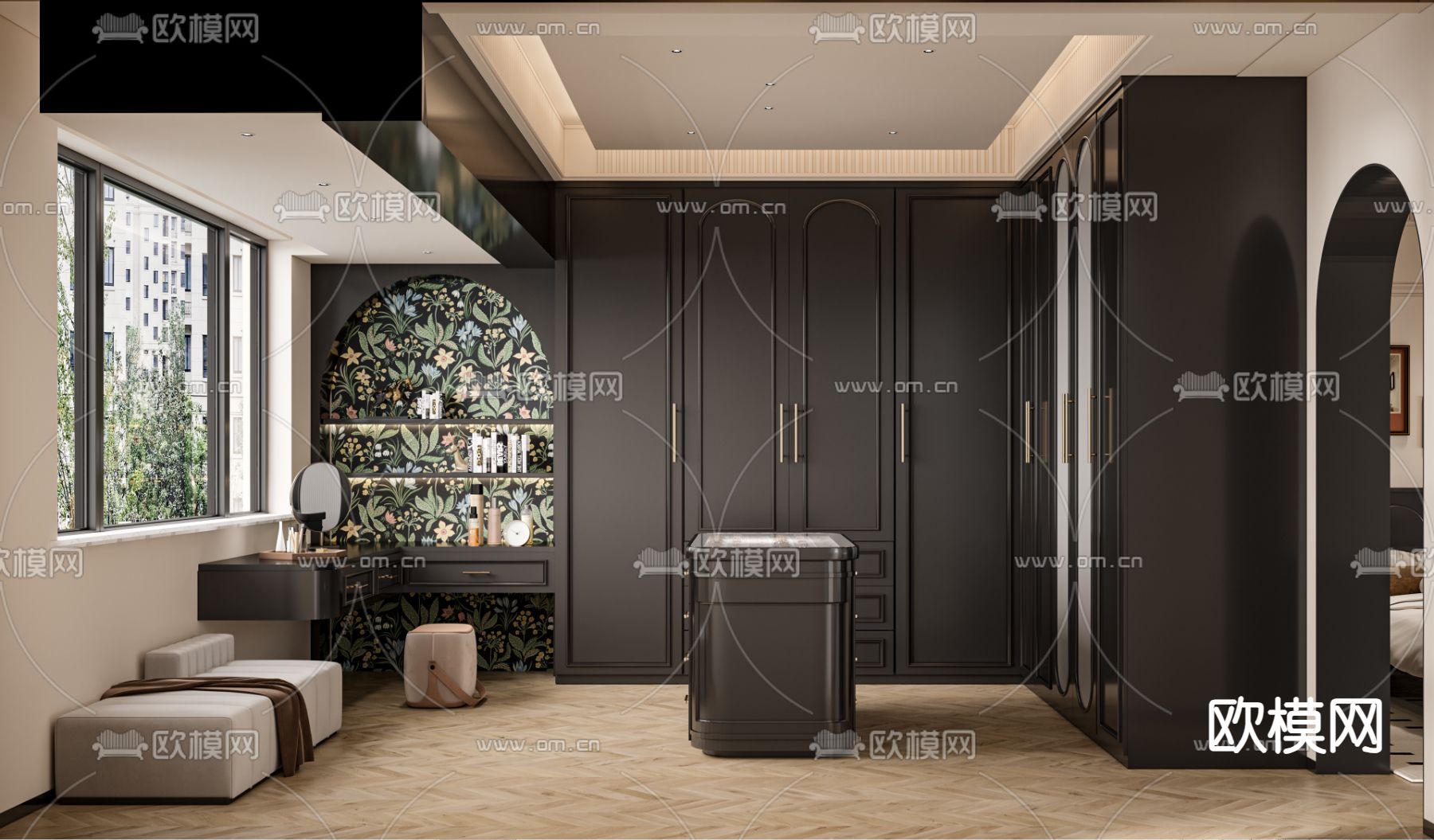 暗黑风衣帽间 换衣间3d模型下载（渲染图2）