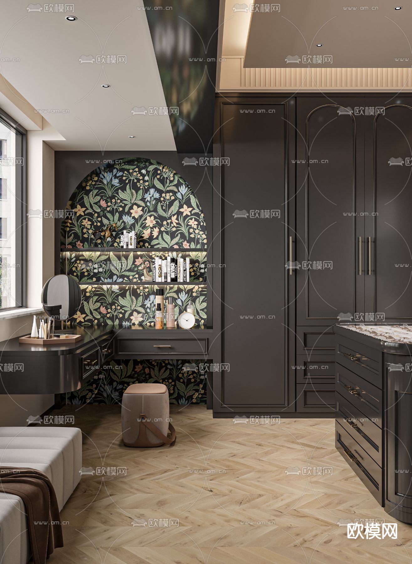 暗黑风衣帽间 换衣间3d模型下载（渲染图1）