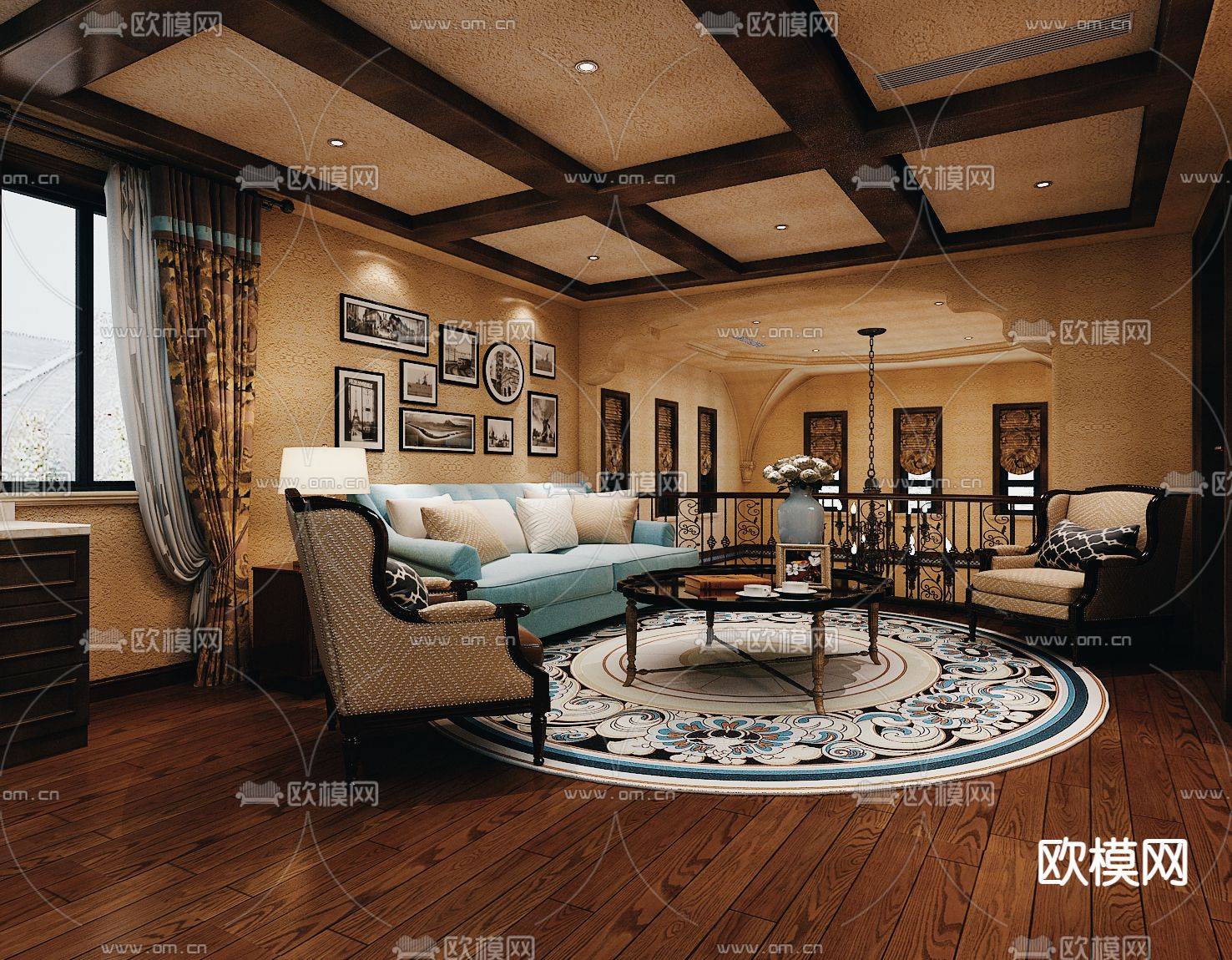 美式休闲室3d模型下载