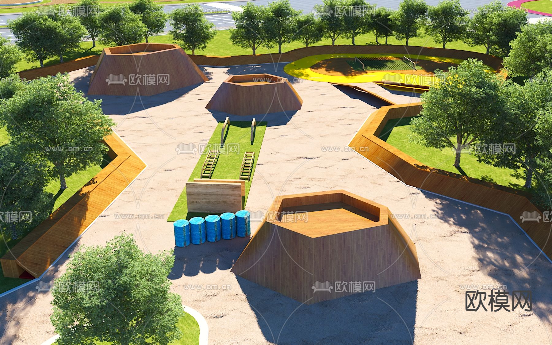 景点游玩区 儿童沙地  玩具游乐场3d模型下载