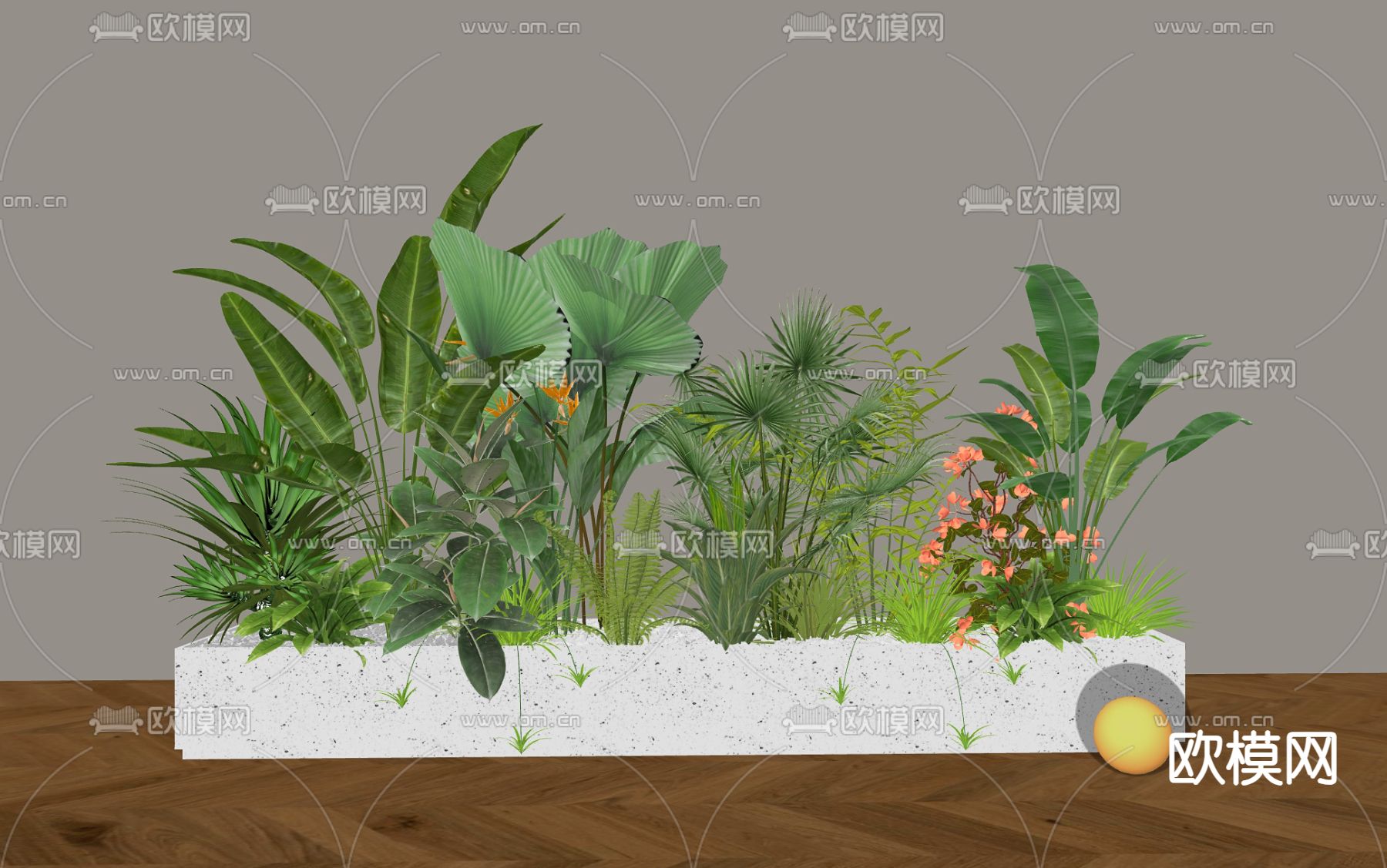 植物堆 花池 花槽su模型下载（渲染图1）