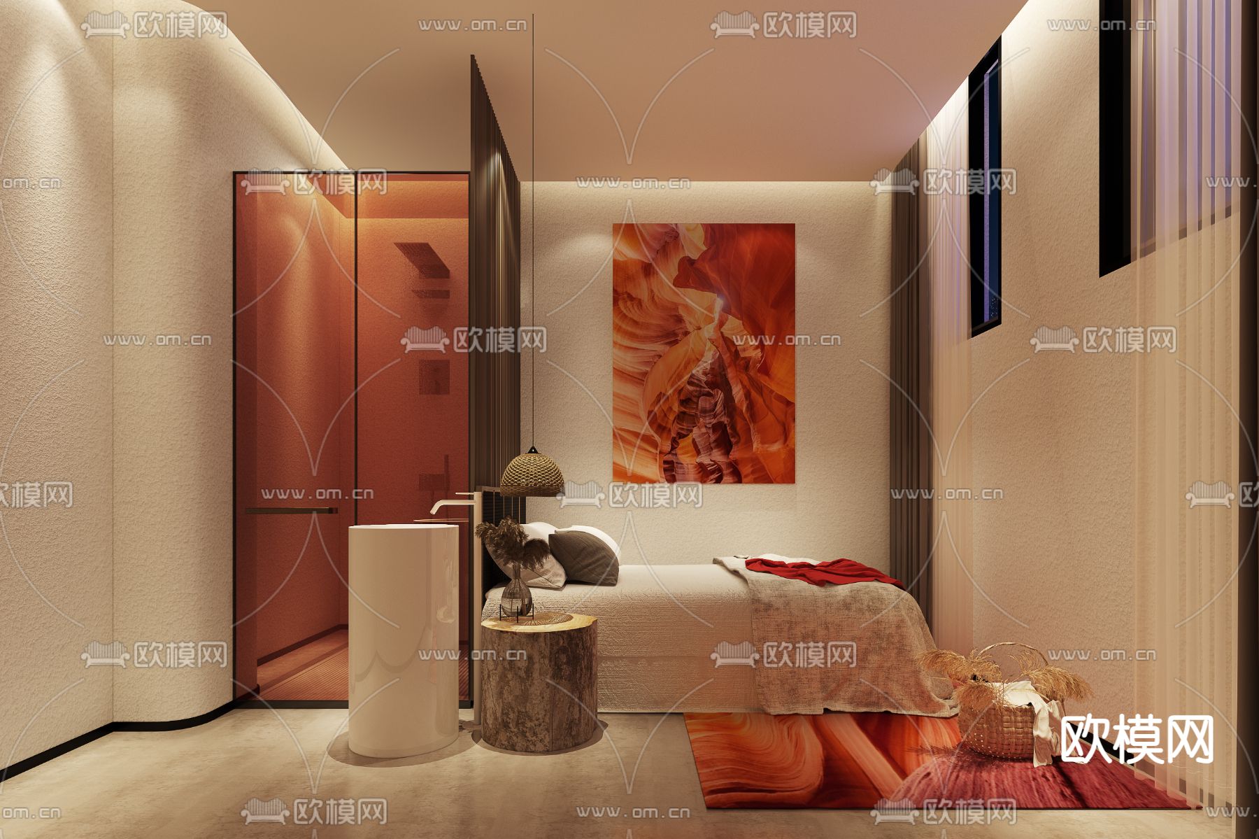 酒店民宿 客房3d模型下载（渲染图3）