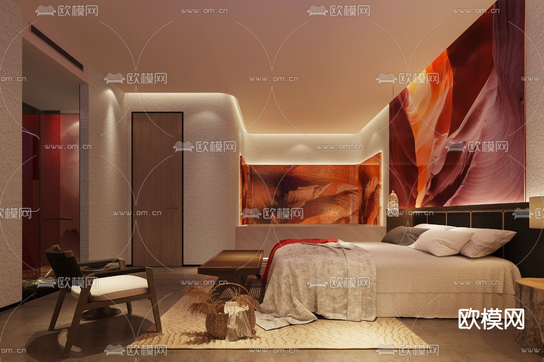 酒店民宿 客房3d模型下载（渲染图2）