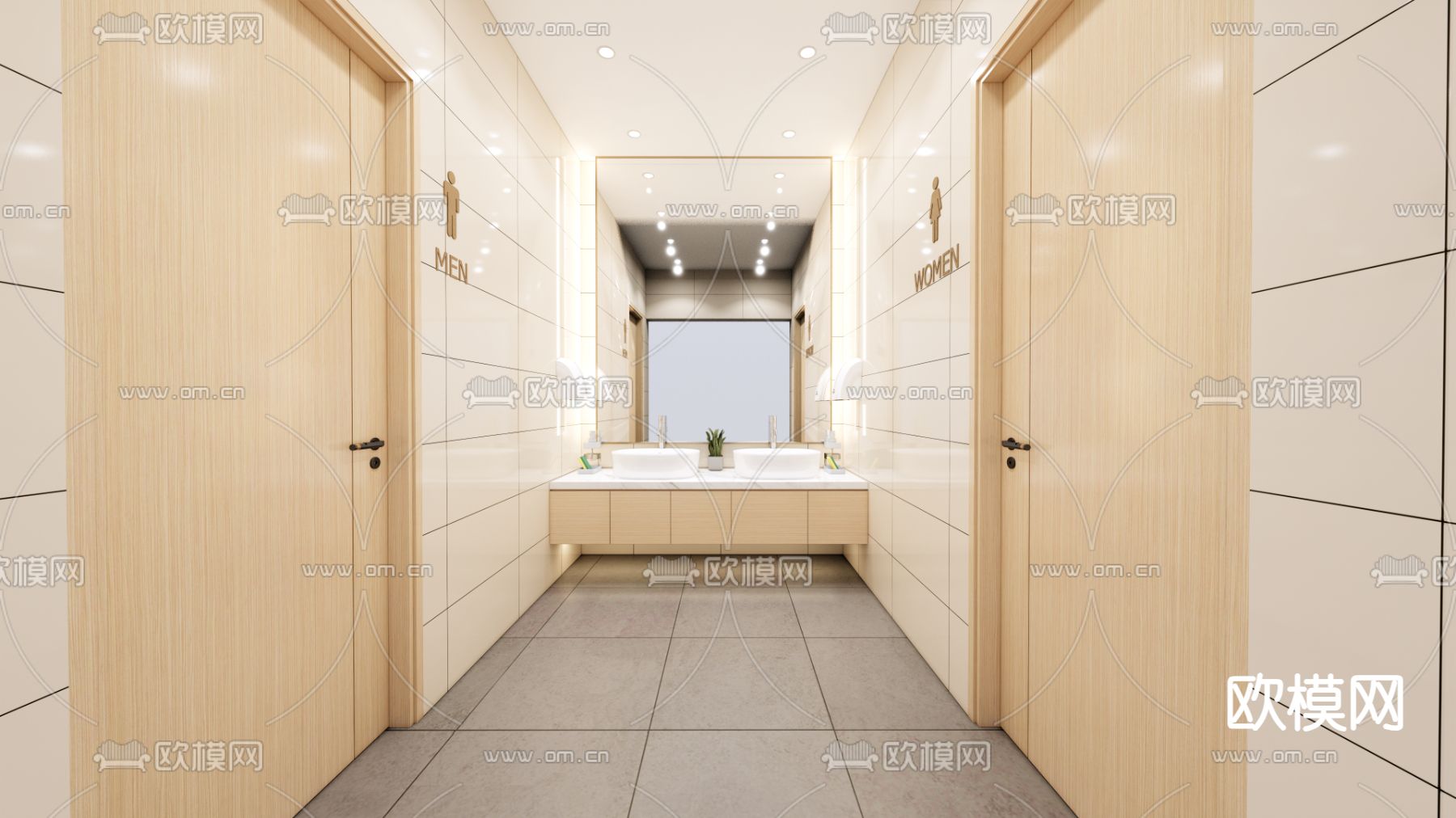 公共卫生间su模型下载（渲染图1）