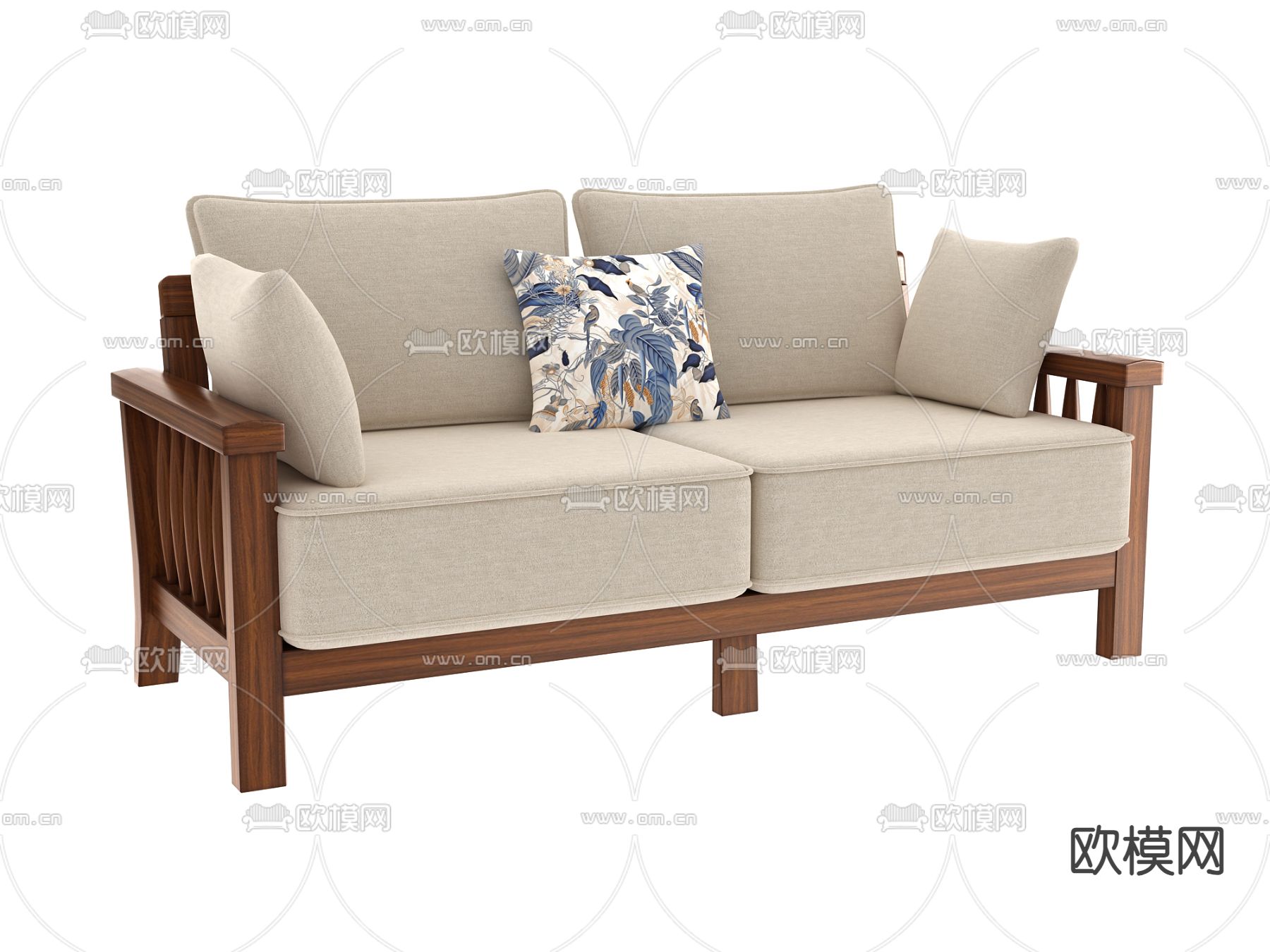 新中式沙发 双人沙发3d模型下载