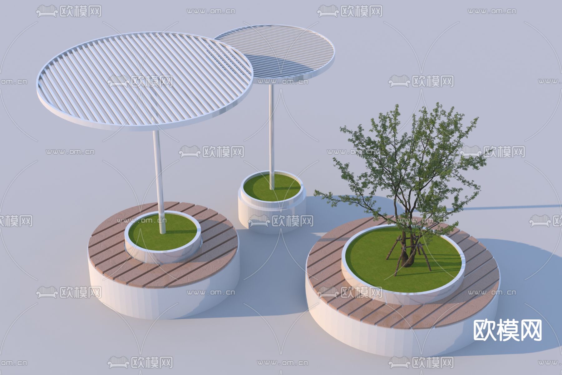 现代树池座椅 景观圆形座椅3d模型下载
