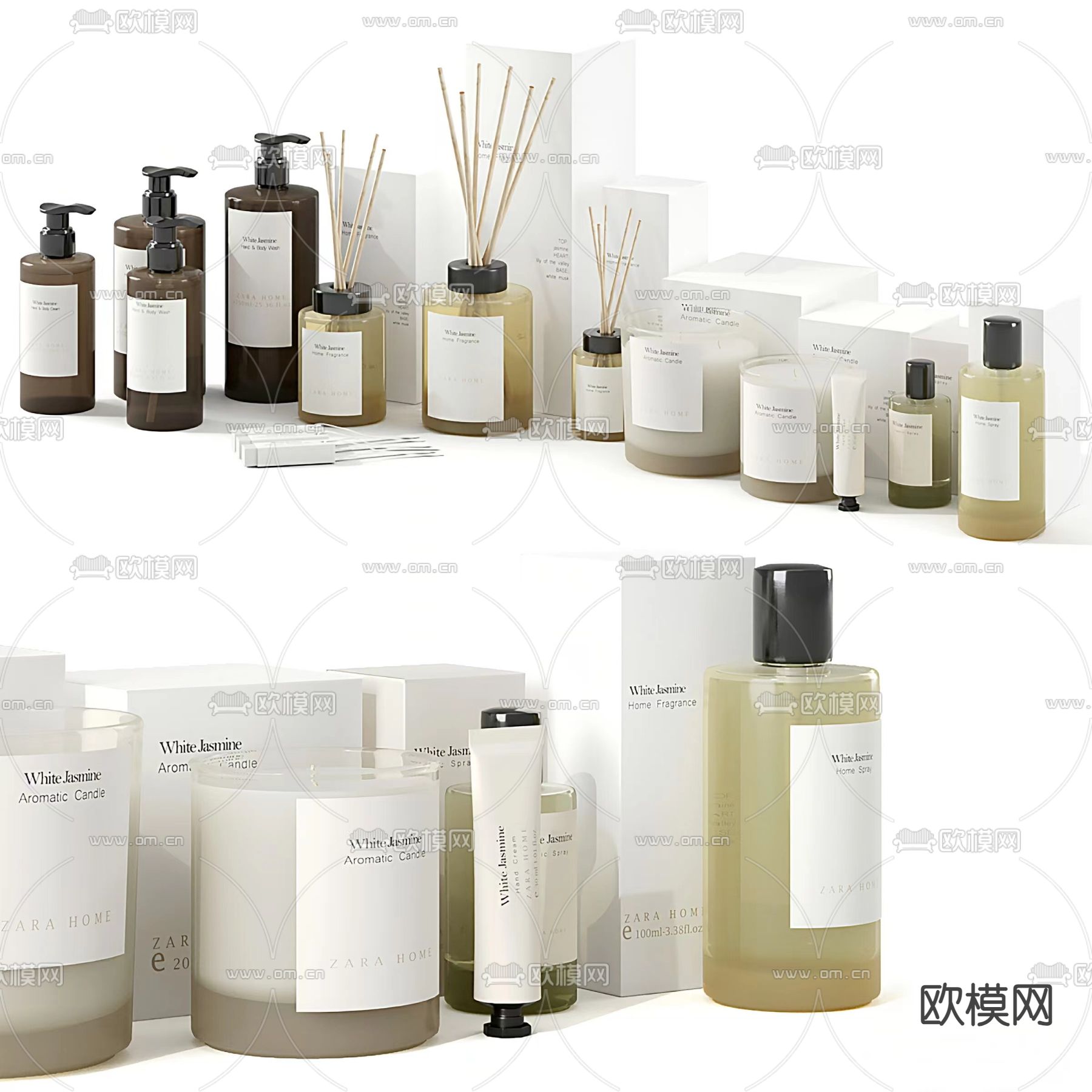 洗浴用品 洗发水 沐浴露 香薰3d模型下载（渲染图2）