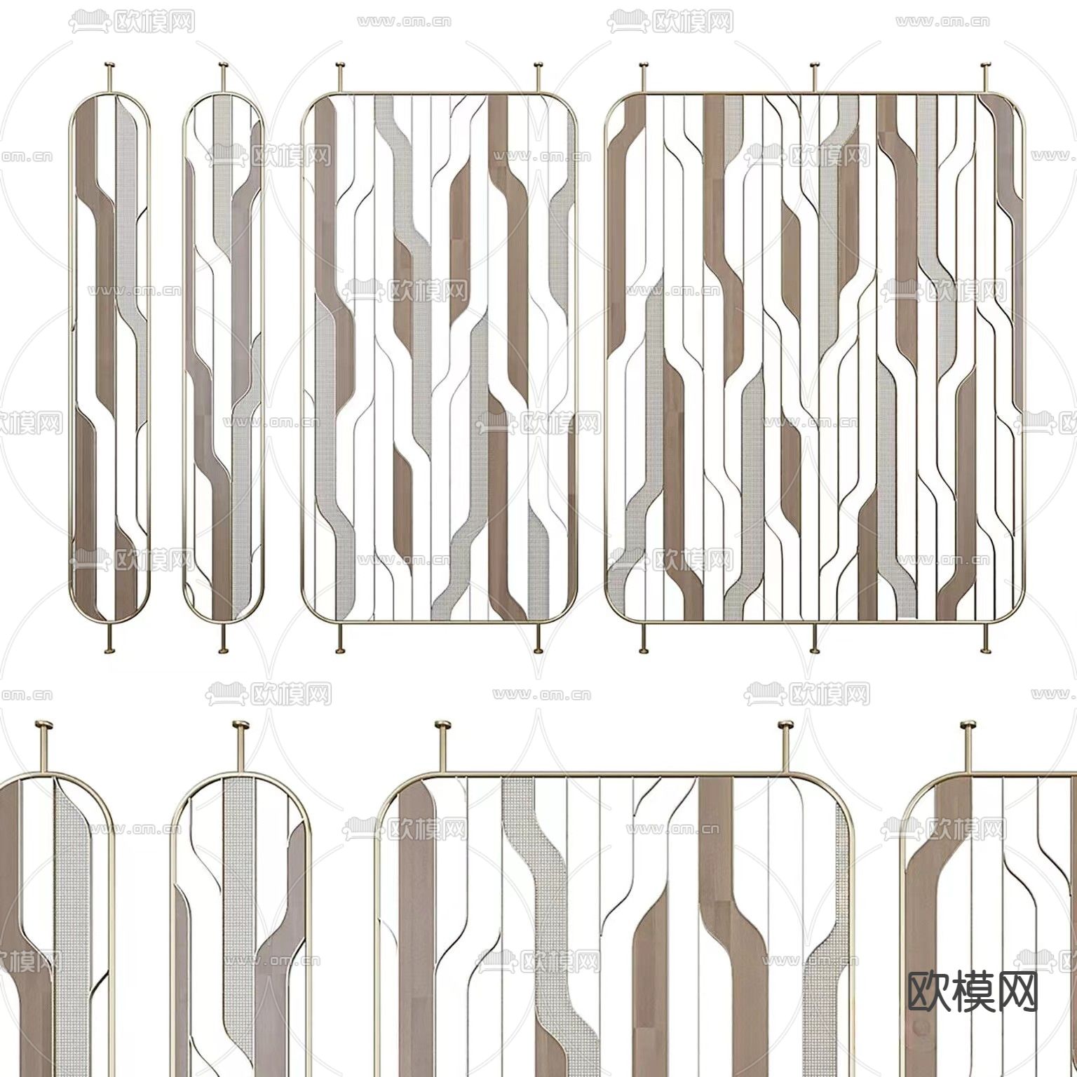 轻奢屏风 镂空隔断3d模型下载（渲染图1）