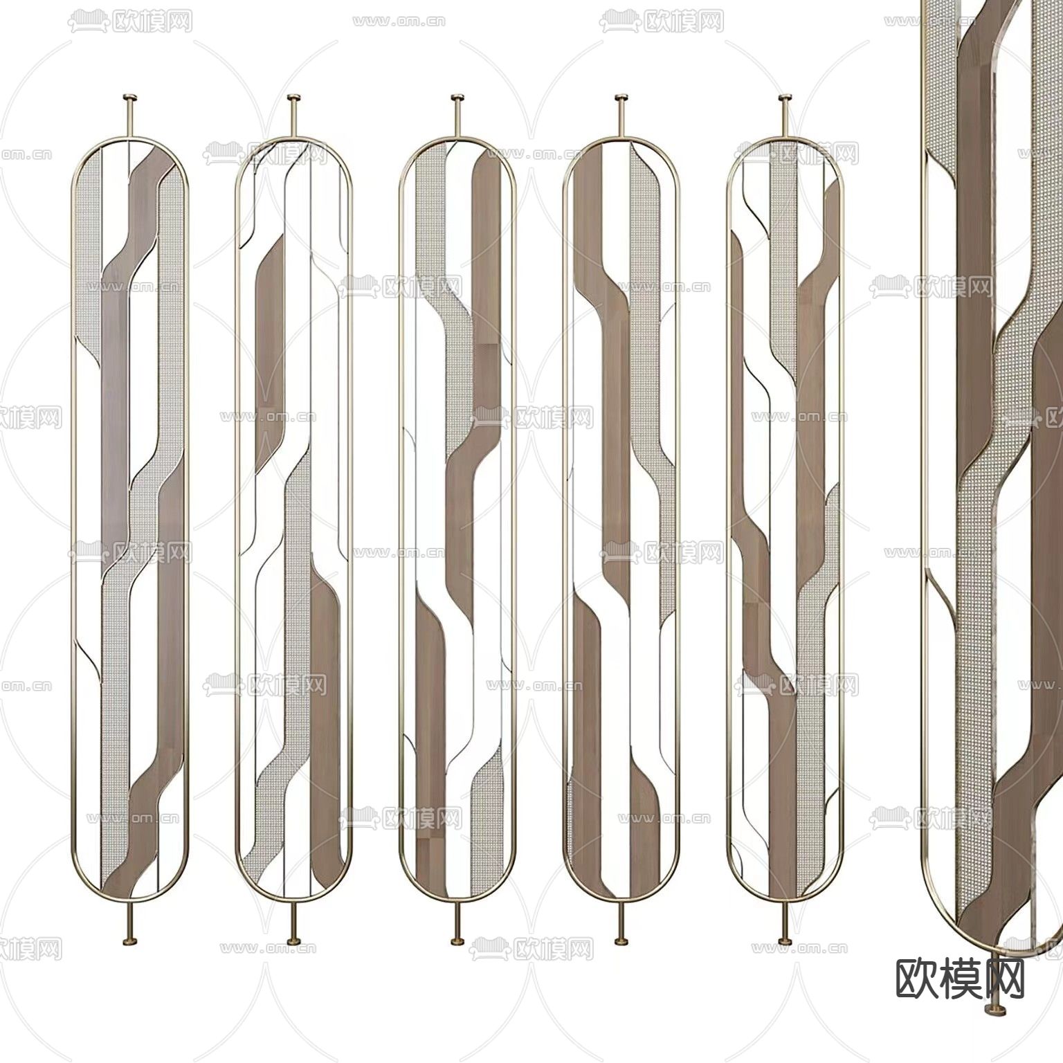 轻奢屏风 镂空隔断3d模型下载（渲染图2）