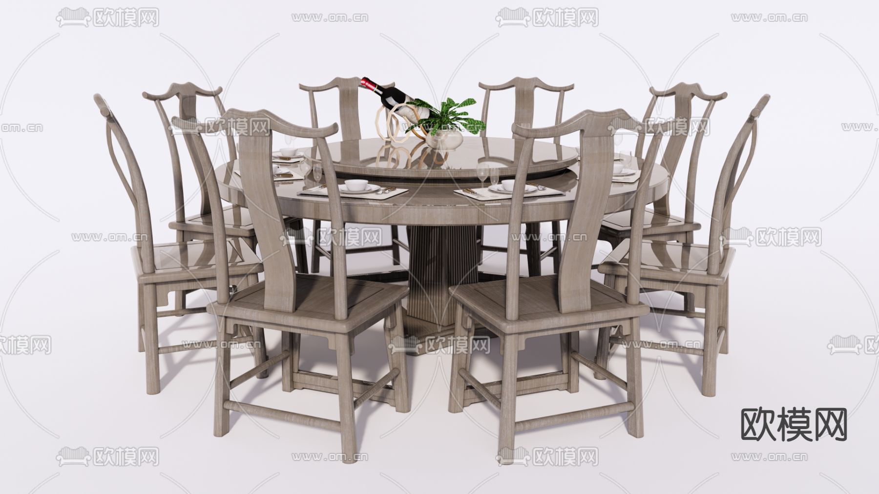 现代餐桌su模型下载（渲染图2）